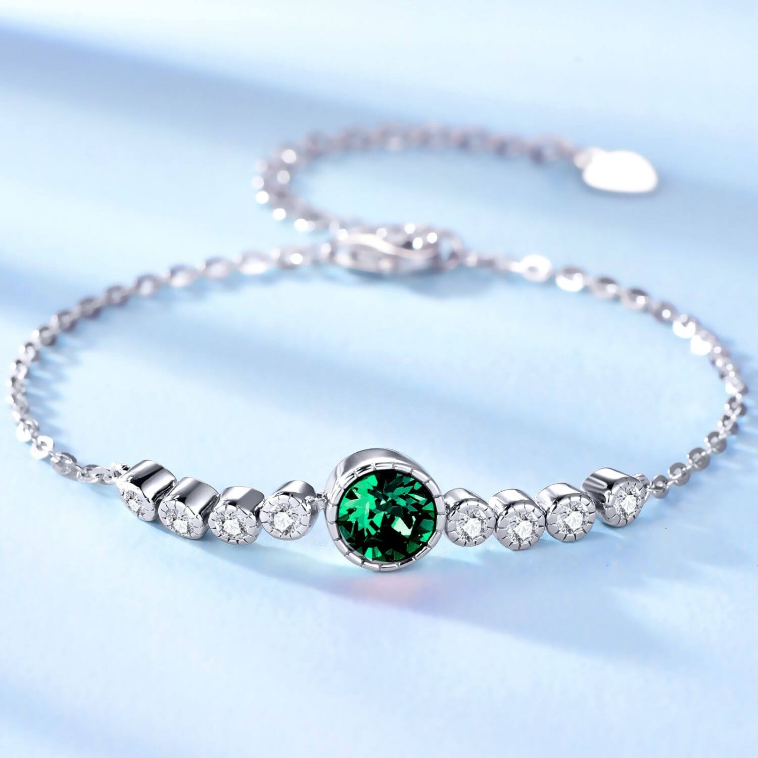 Classic Emerald Green Colour Solitaire Jewellery Set with Austrian Crystals