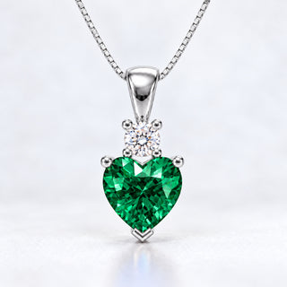 1.11ct Lab-Grown Emerald Green Heart Pendant Necklace