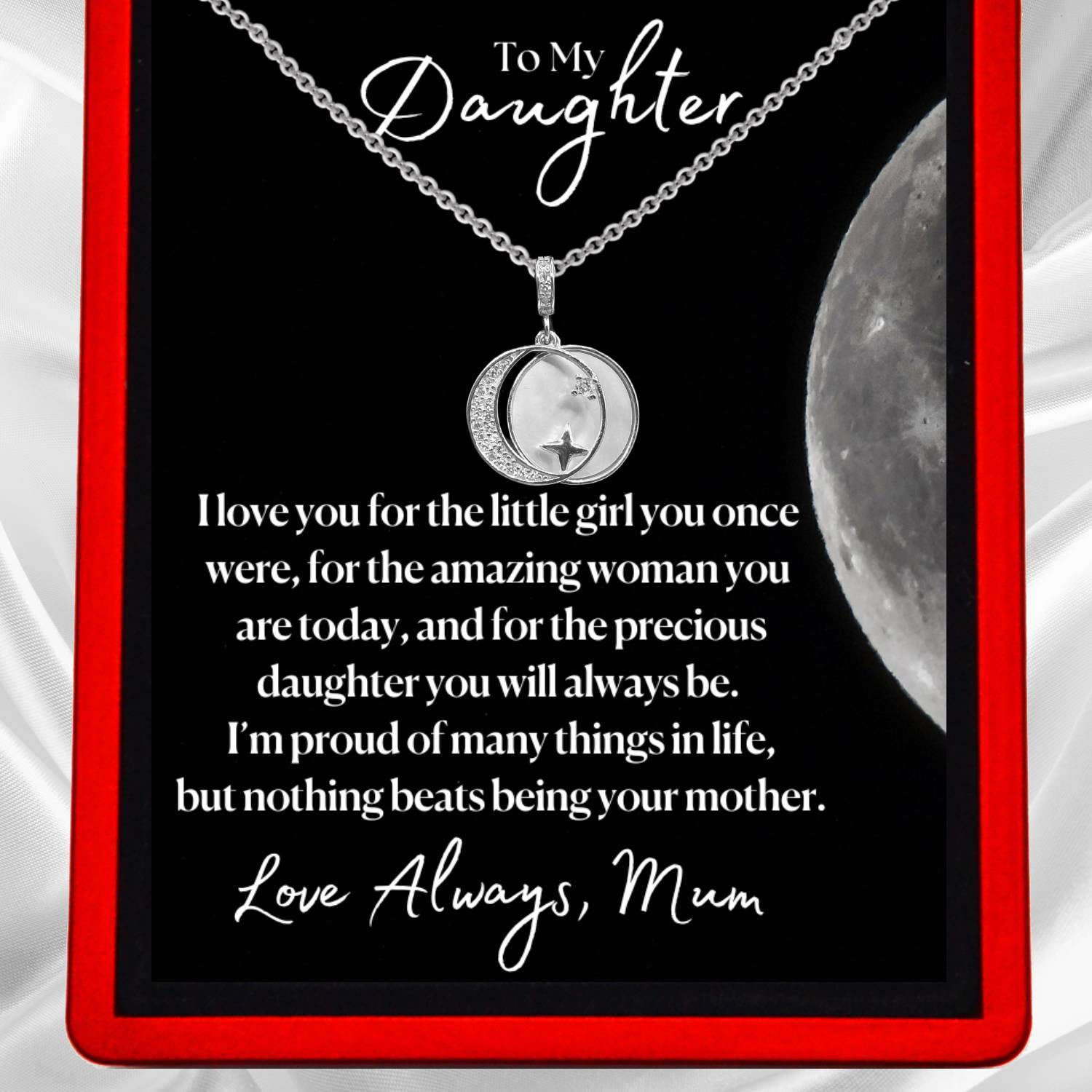 To my Daughter, "Proud Parent" Guiding Star Necklace - Gold Vermeil & Sterling Silver - DT64