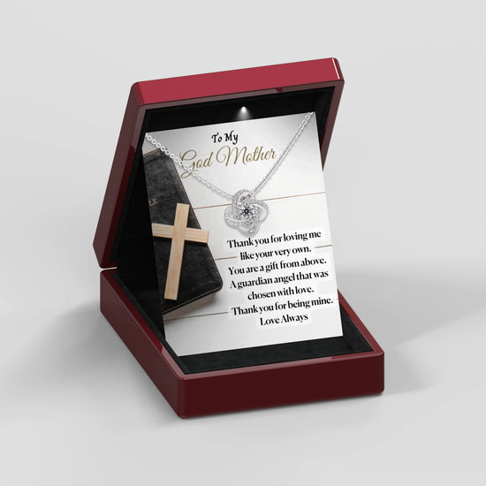 God Mother Necklace/Gift - Sterling Silver Love Knot Necklace - GodMother1