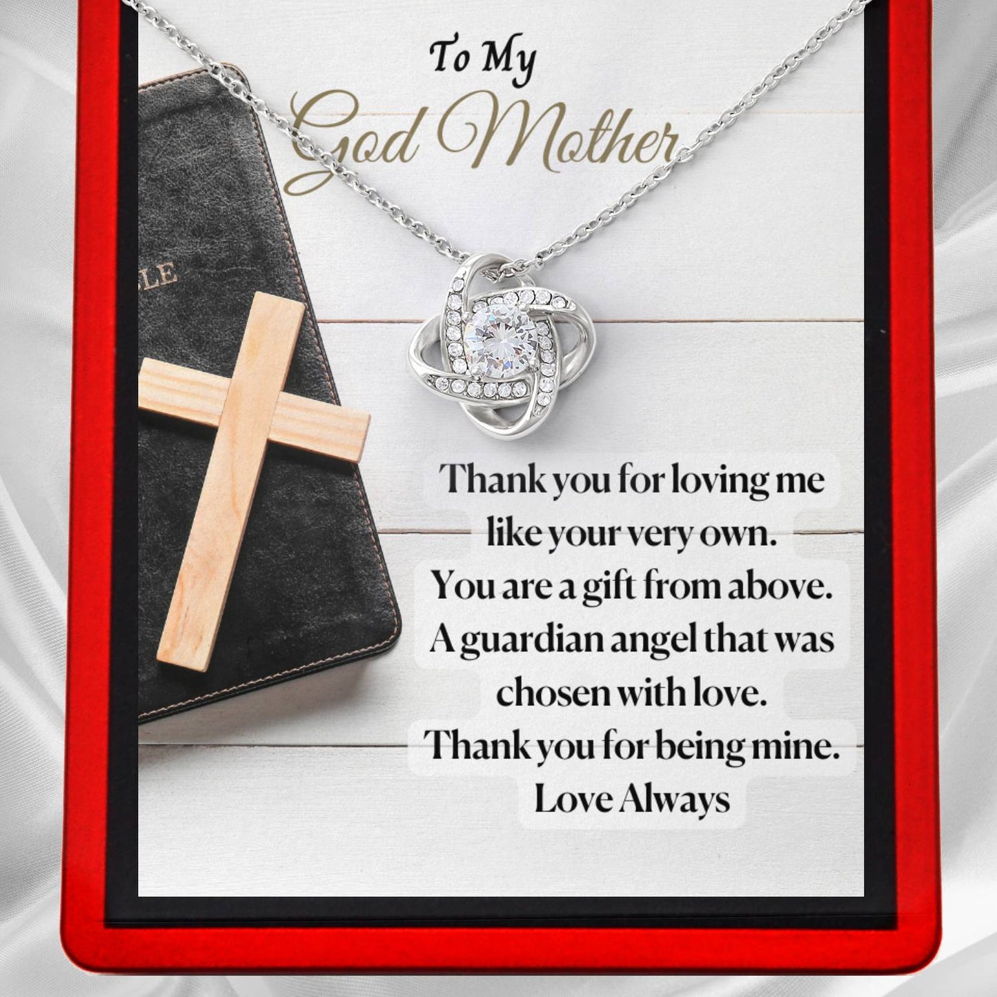 God Mother Necklace/Gift - Sterling Silver Love Knot Necklace - GodMother1