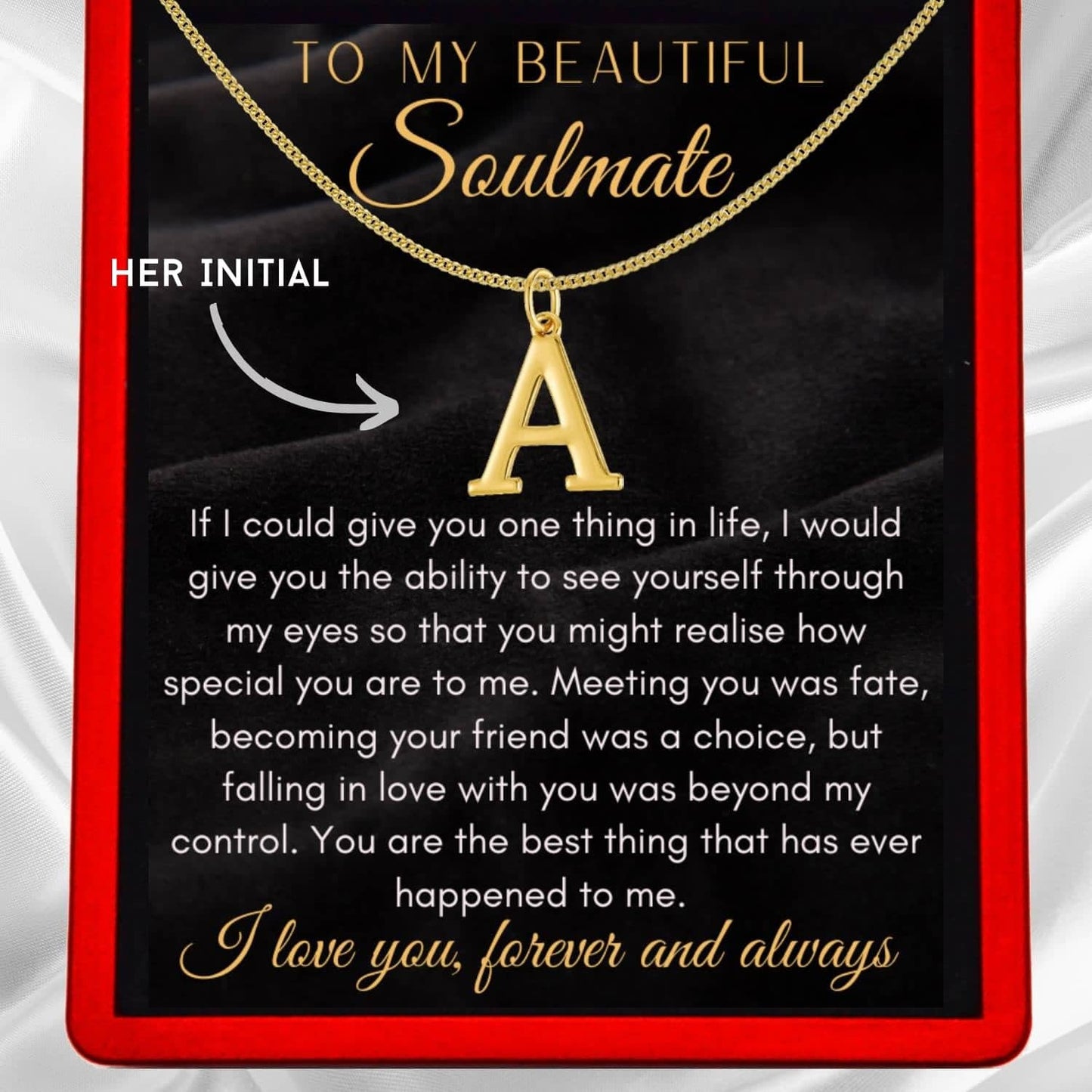 Load image into Gallery viewer, To My Soulmate &amp;#39;Love Beyond My Control&amp;#39; Vermeil Initial Necklace ST25
