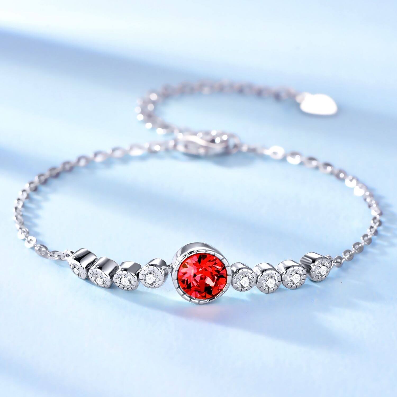 Classic Ruby Red Colour Solitaire Jewellery Set with Austrian Crystals