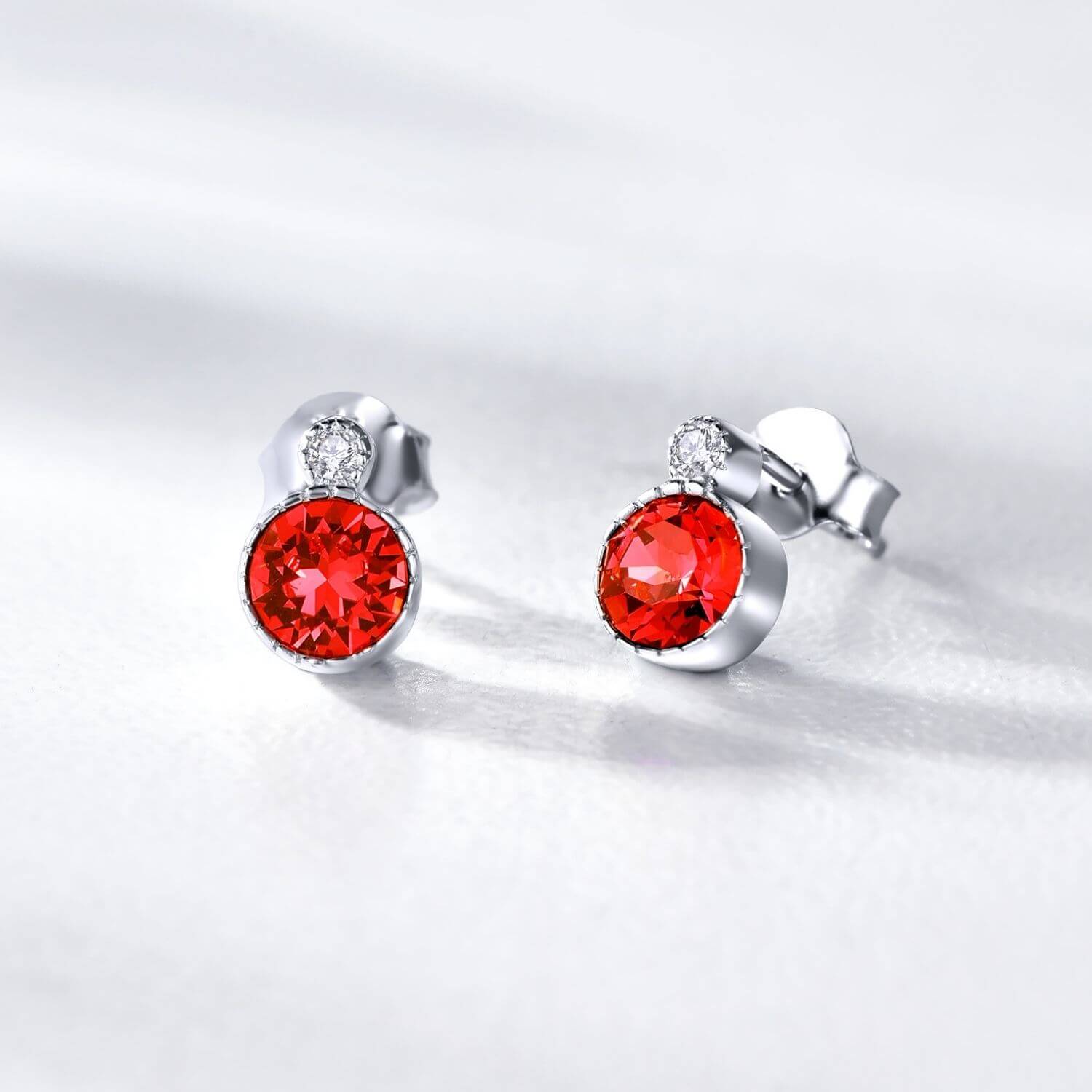 Classic Ruby Red Colour Solitaire Jewellery Set with Austrian Crystals