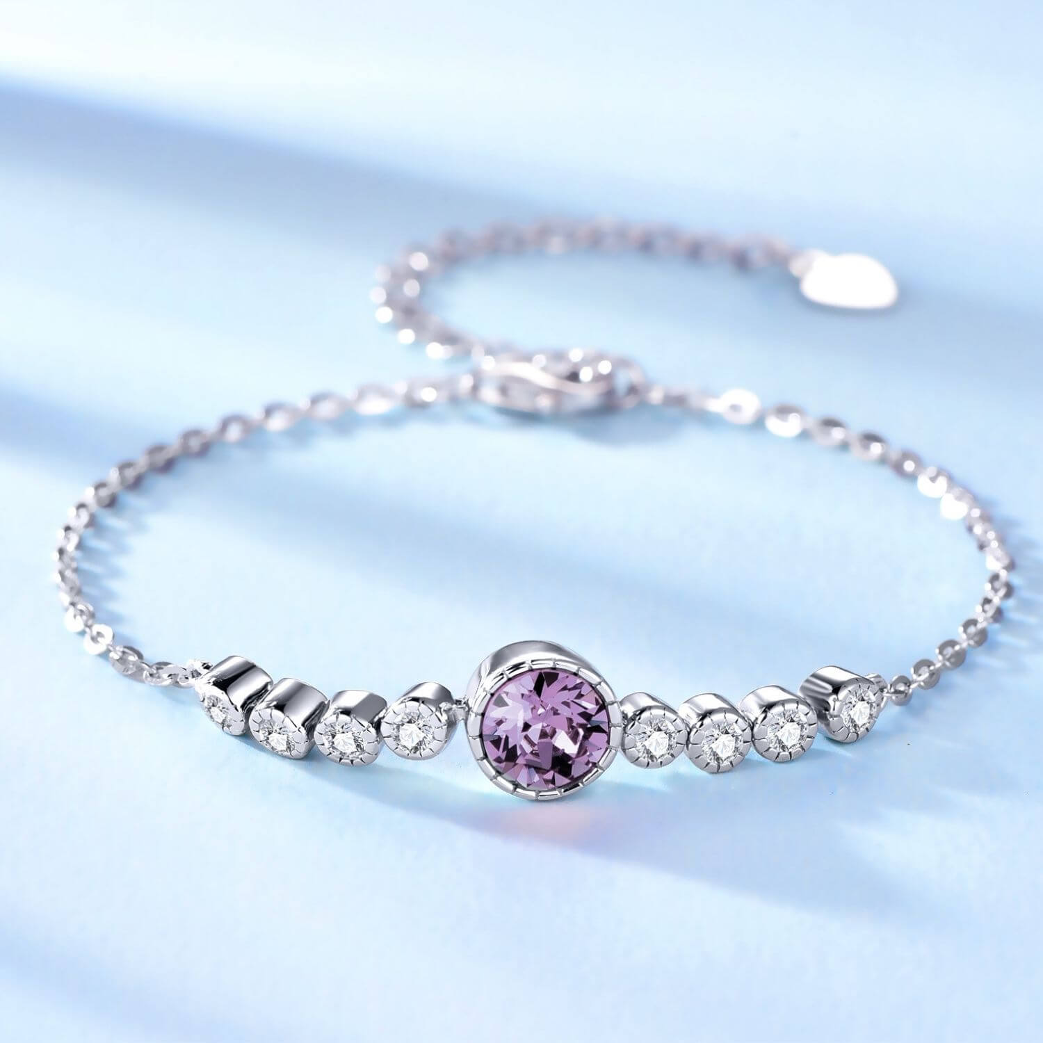 Classic Alexandrite Purple Colour Solitaire Jewellery Set with Austrian Crystals