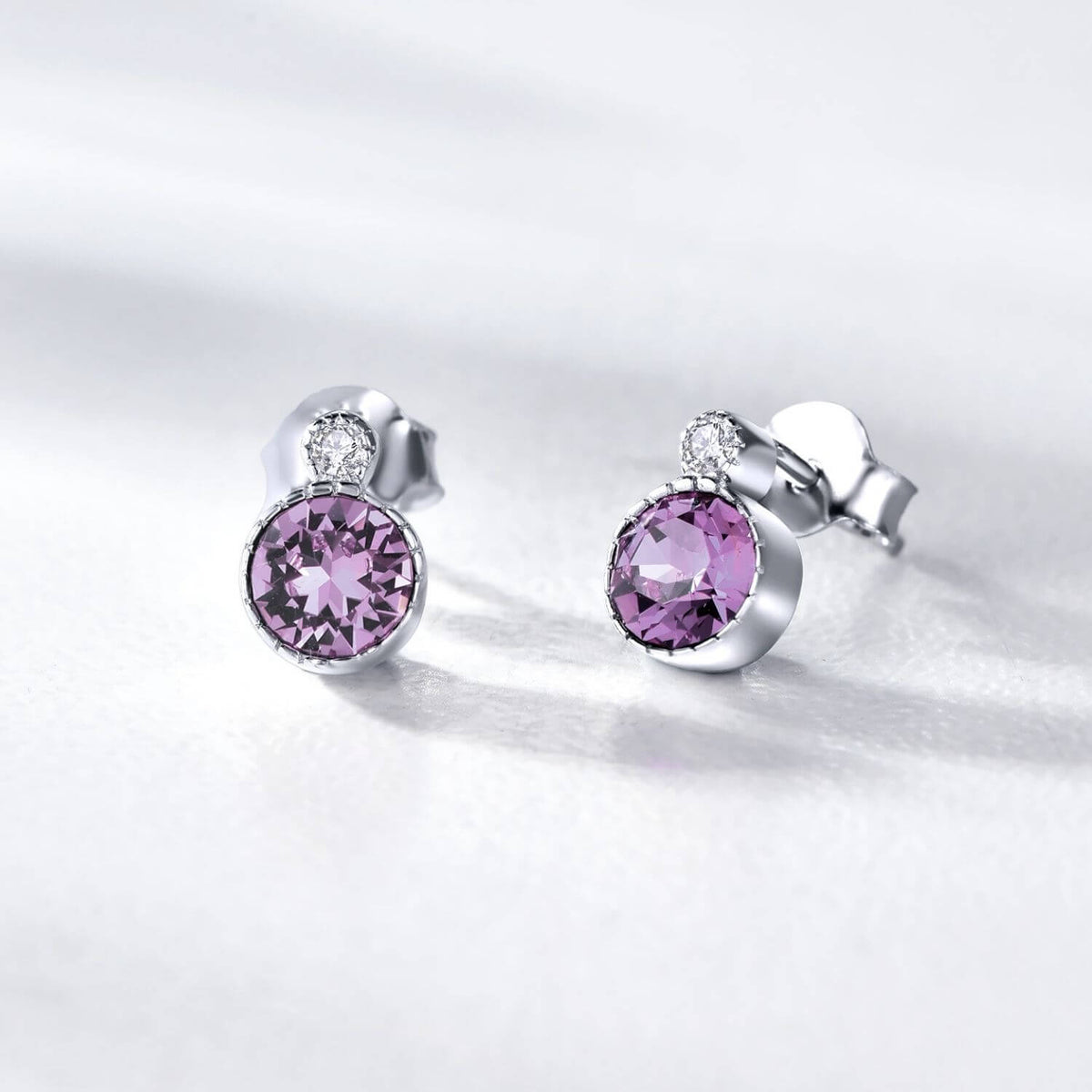 Buy Alexandrite Purple Austrian Crystal Stud Earrings in Sterling Silver