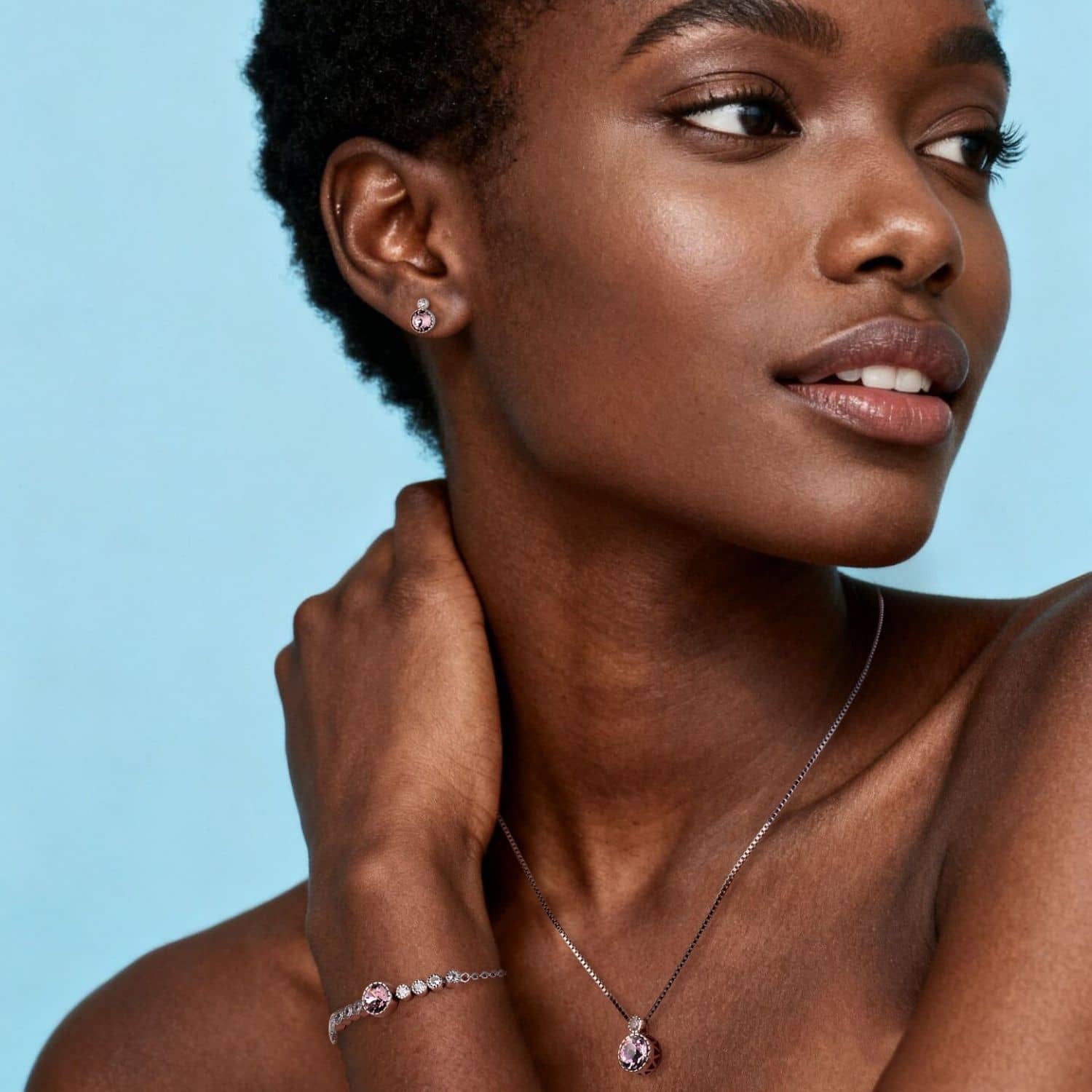 Classic Alexandrite Purple Colour Solitaire Jewellery Set with Austrian Crystals