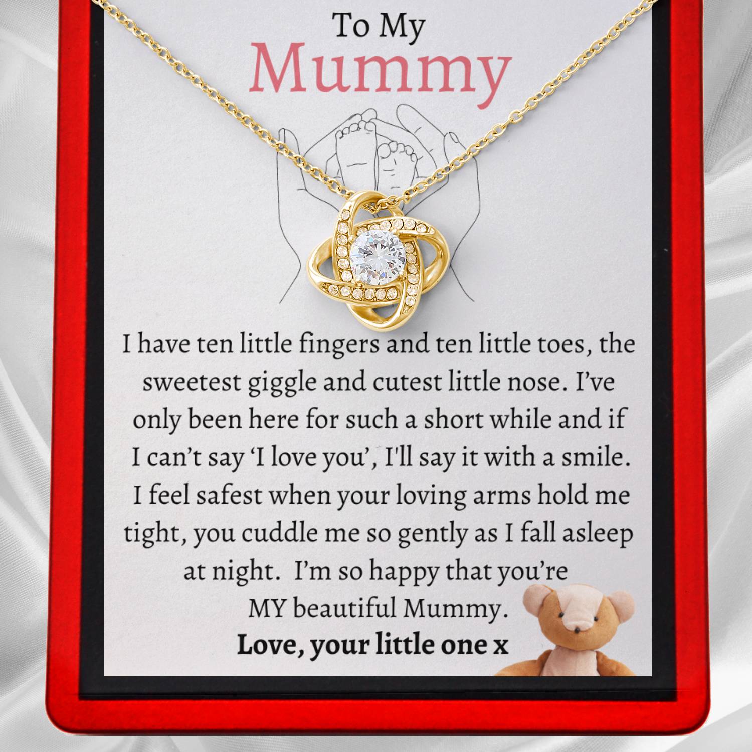 To My Mummy - From Newborn Baby, Love Knot Necklace - newmummy3