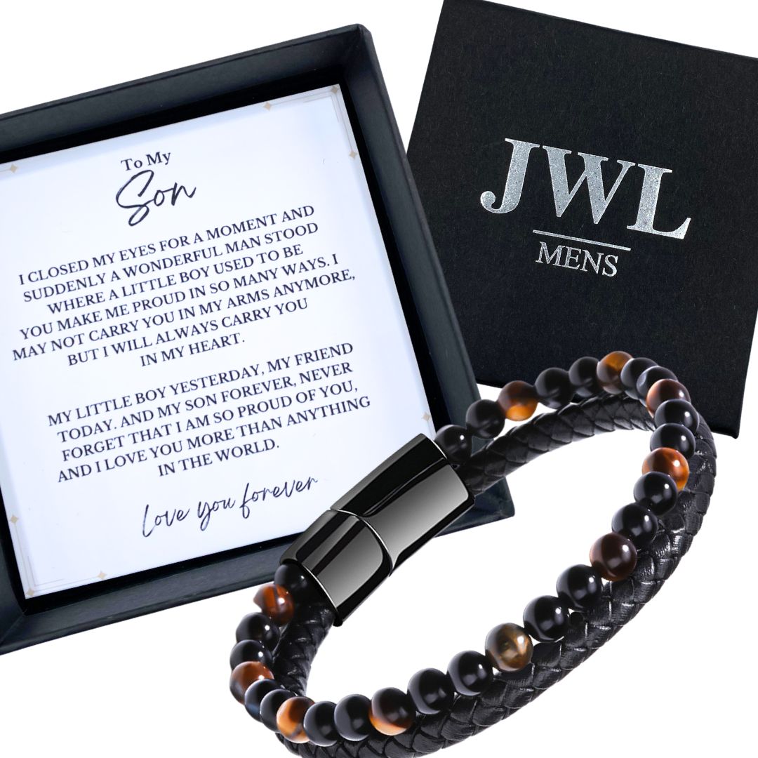 Son/Soulmate 18/24cm Leather and Bead Bracelet - JWL Men's Bracelet -