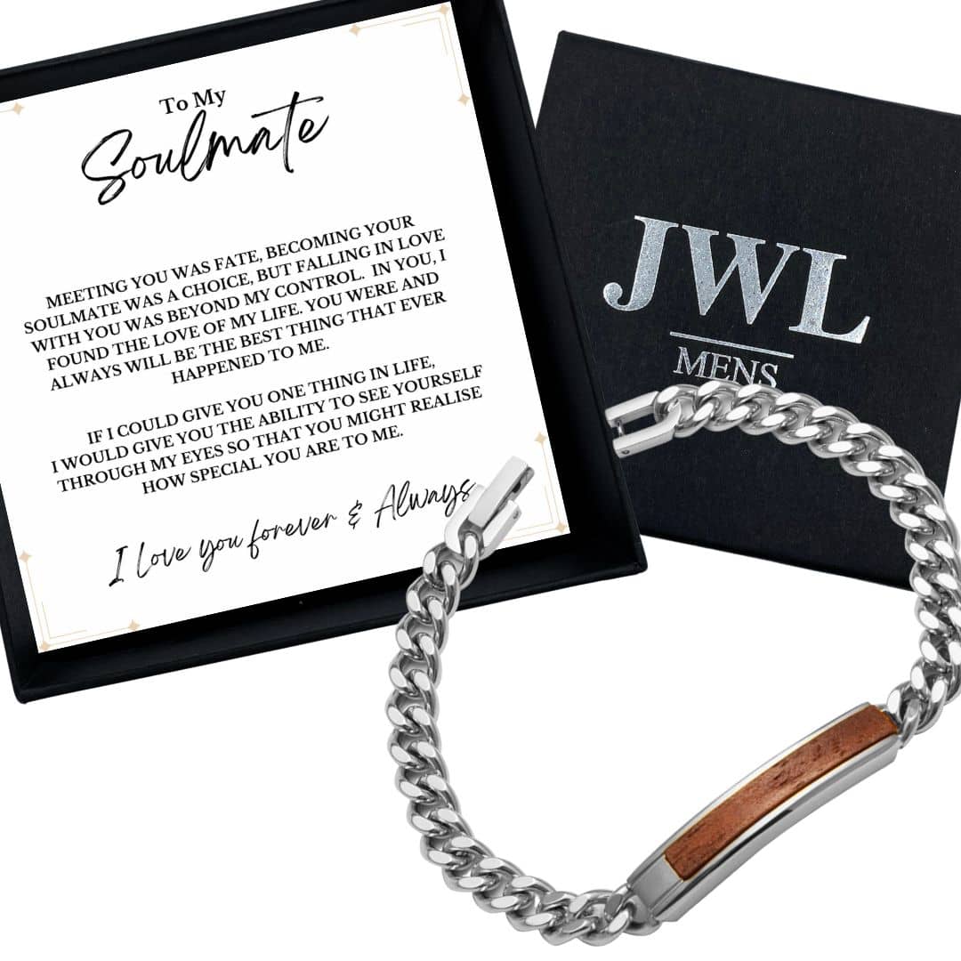 To My Soulmate Golden/Steel Bubinga Bracelet