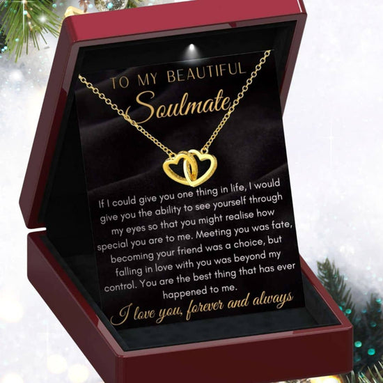 Load image into Gallery viewer, To My Soulmate, &amp;#39;Love Beyond My Control&amp;#39; Interlocking Gold Vermeil Hearts Necklace - ST14
