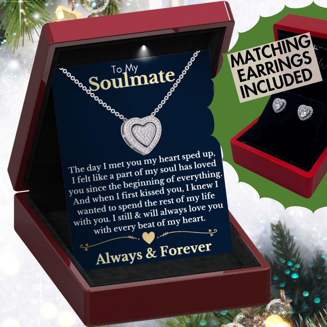 To My Soulmate 3in1 Necklace Earrings Set - Sterling Silver Trinity - ST2Set