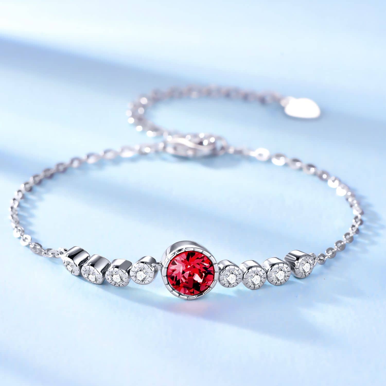 Classic Garnet Red Colour Solitaire Jewellery Set with Austrian Crystals
