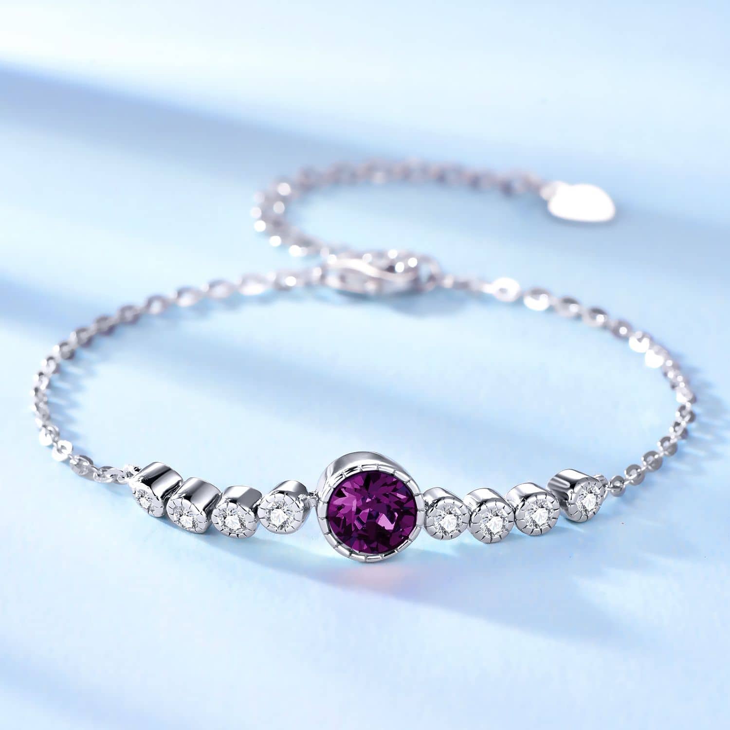 Classic Amethyst Purple Colour Solitaire Jewellery Set with Austrian Crystals
