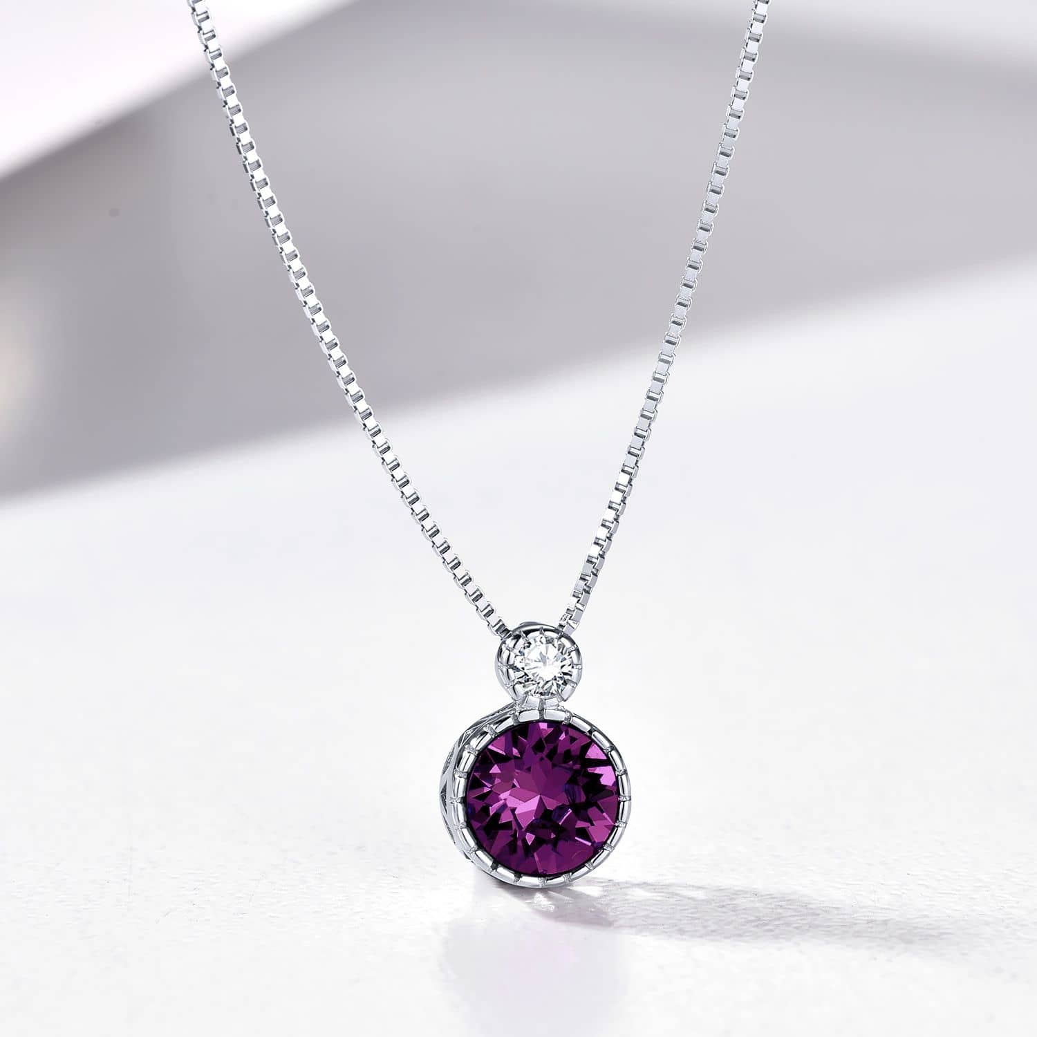 Classic Amethyst Purple Colour Solitaire Jewellery Set with Austrian Crystals
