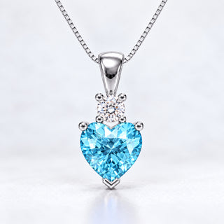 2.27ct Lab-Grown Aquamarine Blue Heart Pendant Necklace