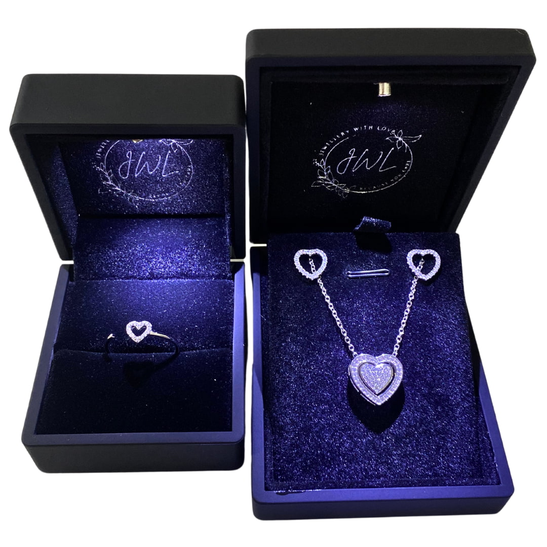 All My Love - Sterling Silver Love Heart Set - Necklace, Earrings and Ring - MyLoveSetS