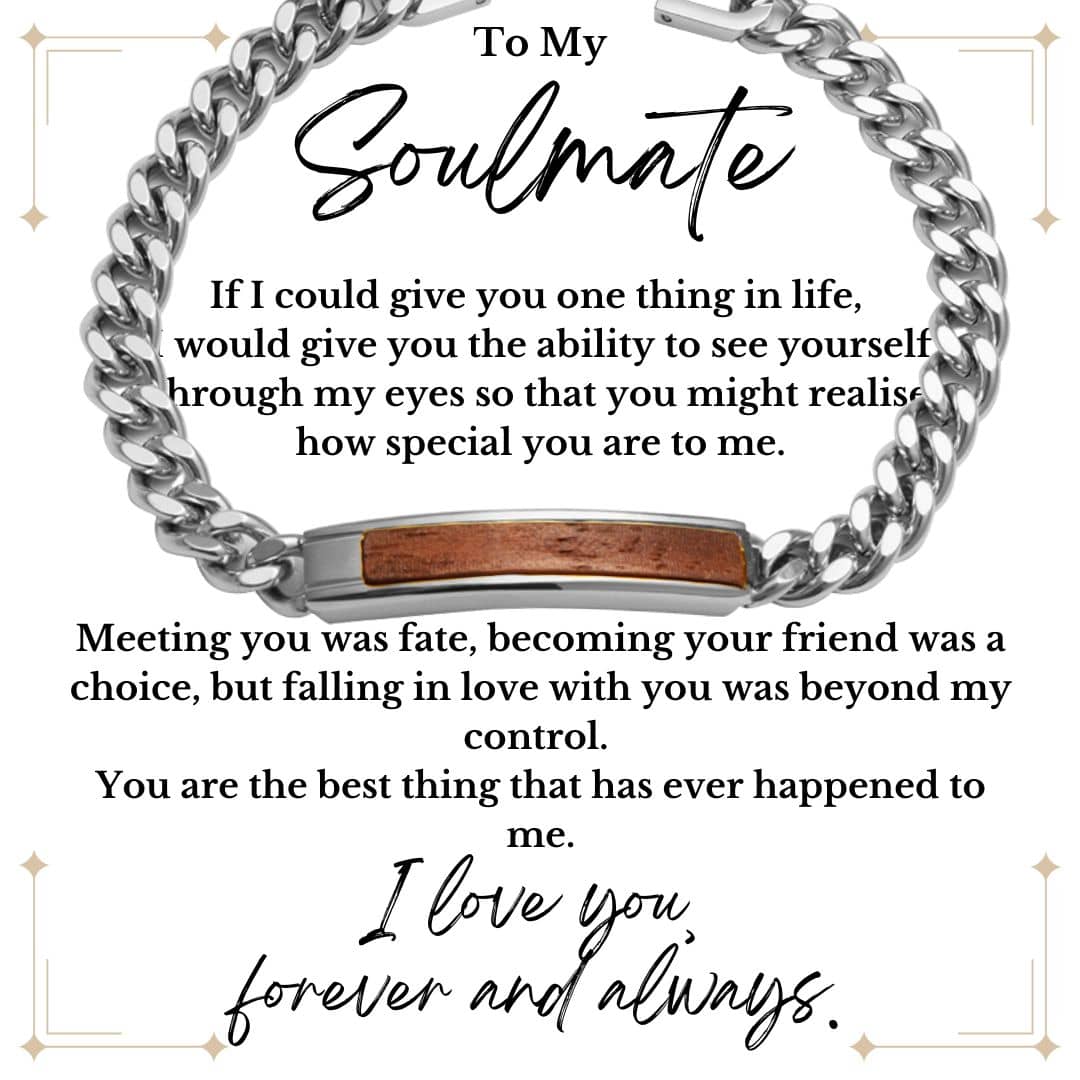 To My Soulmate Golden/Steel Bubinga Bracelet