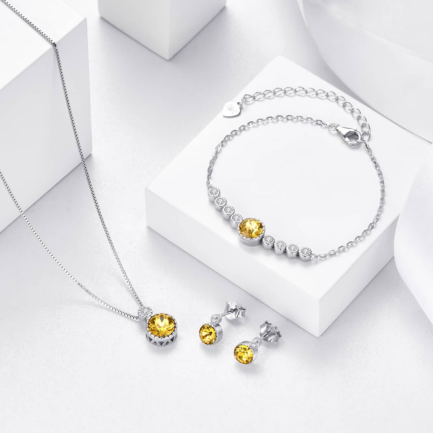 Classic Austrian Crystal Jewellery Set - Choose Birthstone Colour