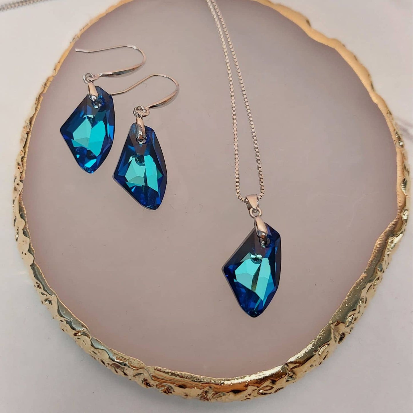 Classy Bermuda Blue Haven Earrings with Austrian Crystals