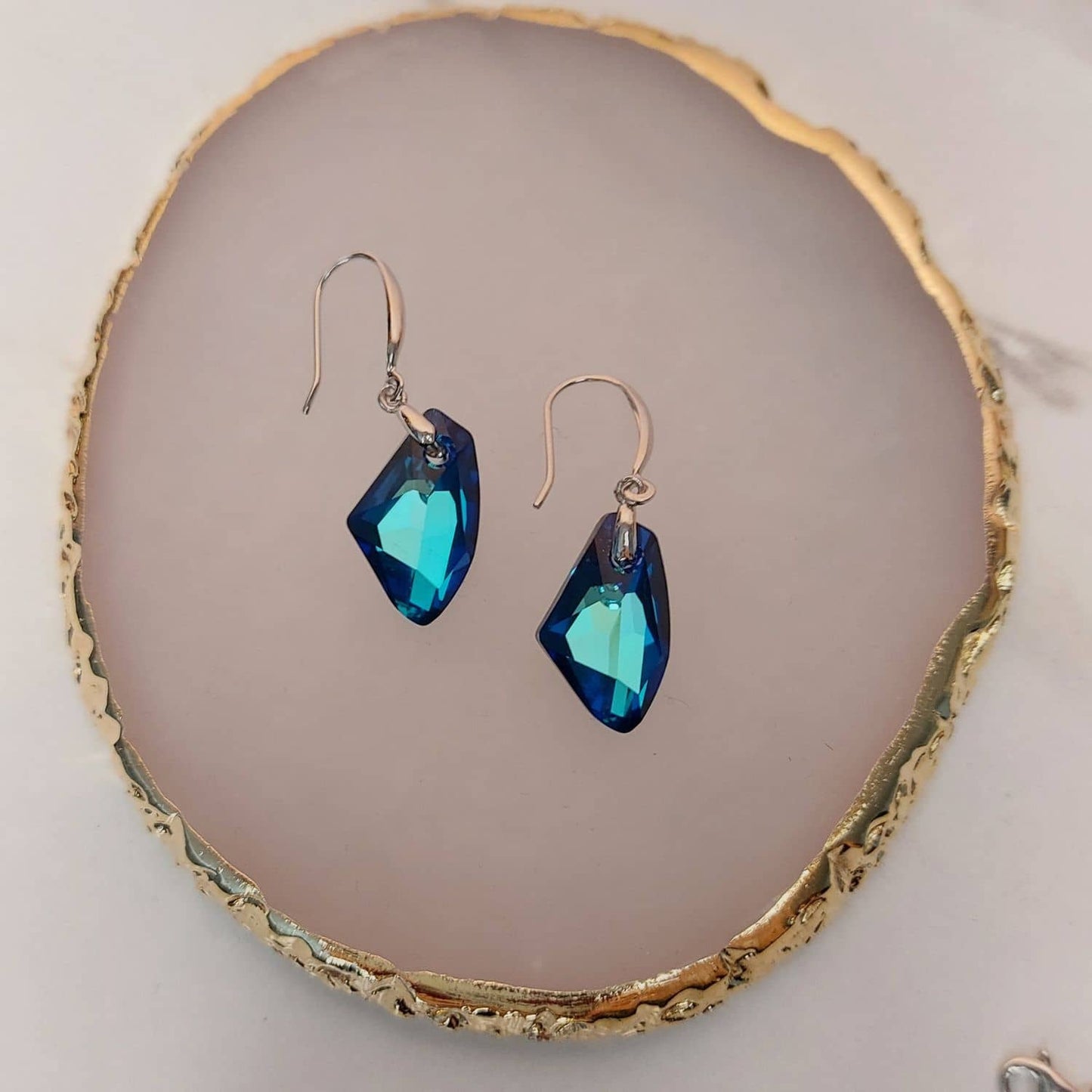 Classy Bermuda Blue Haven Earrings with Austrian Crystals