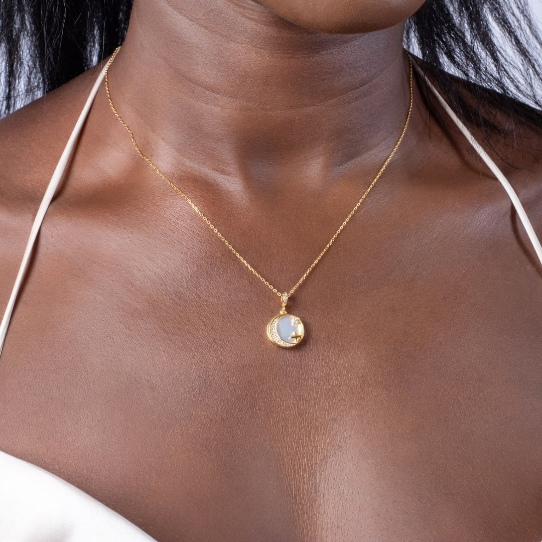 To My Soulmate, "To the Moon and Back" Guiding Star Necklace - Gold Vermeil & Sterling Silver - ST26