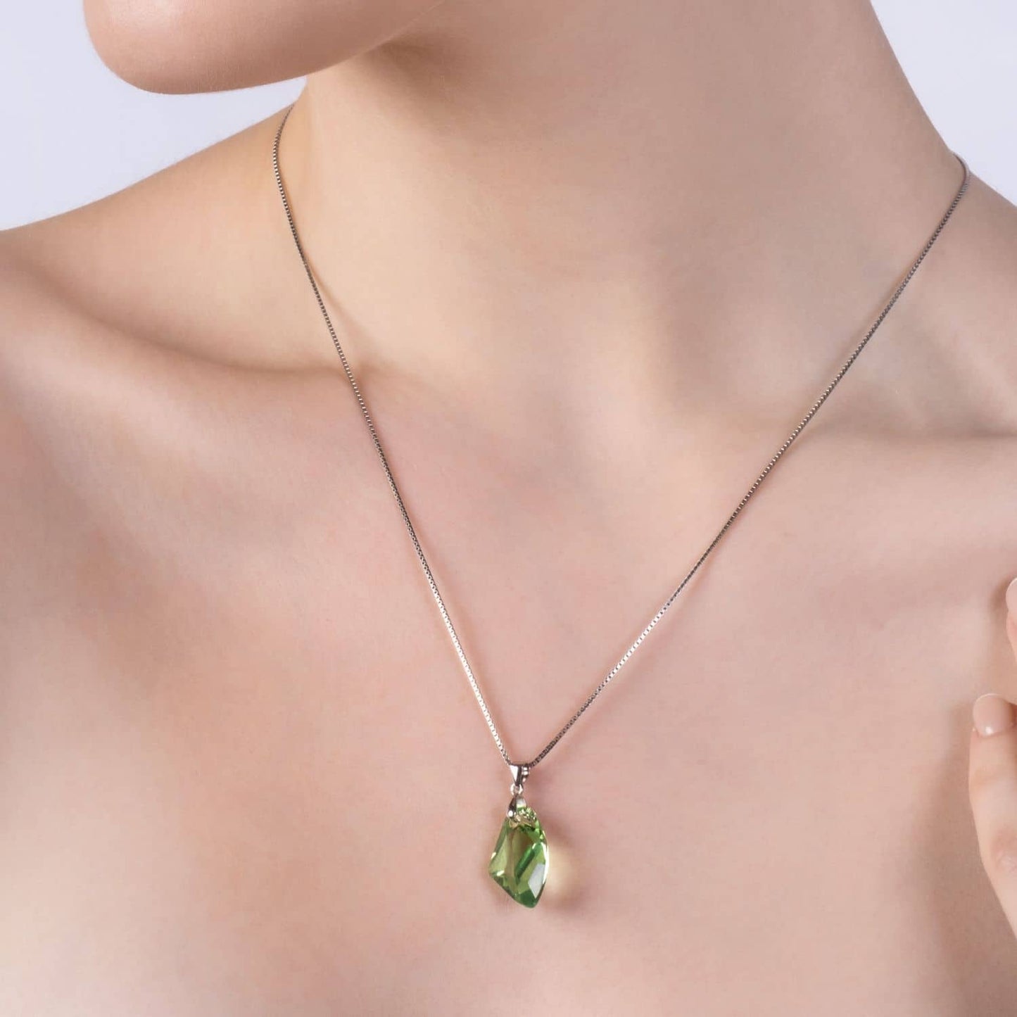 Green Crystal Necklace - Made with Austrian Crystals