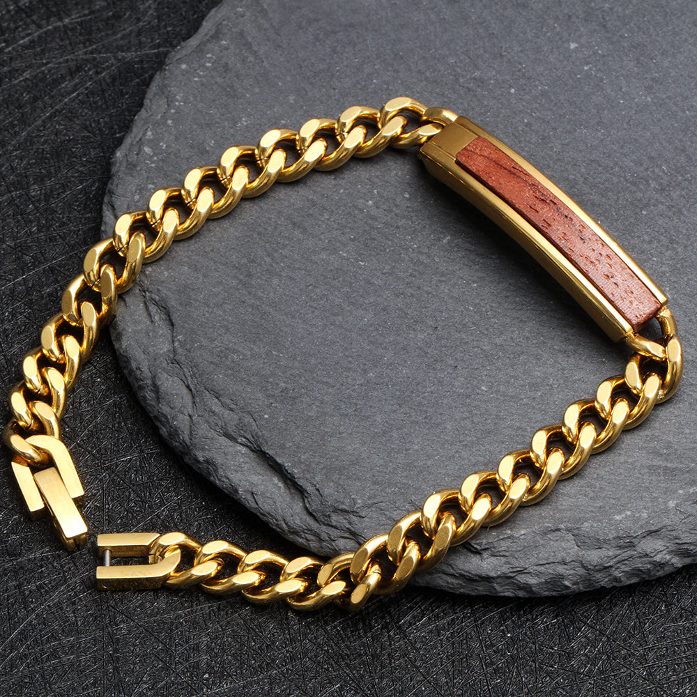 To My Grandson Golden/Steel Bubinga Bracelet BubGD2