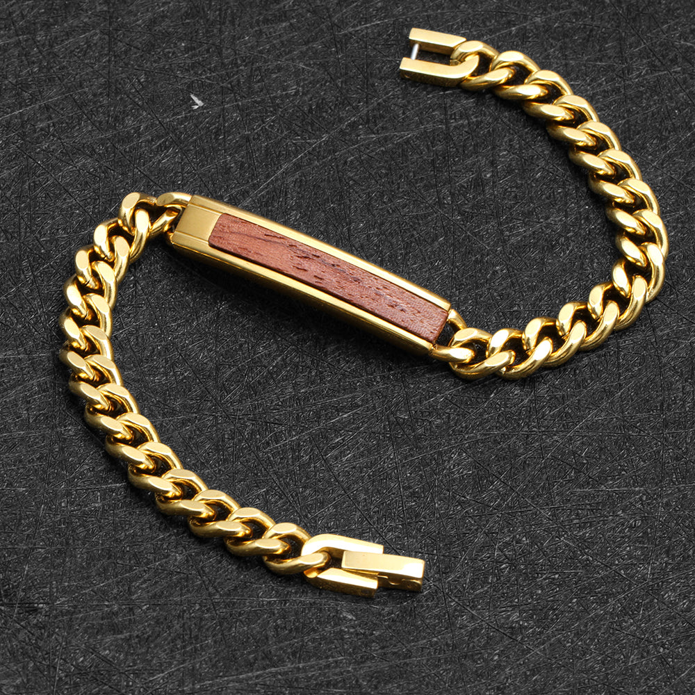 To My Grandson Golden/Steel Bubinga Bracelet BubGD2