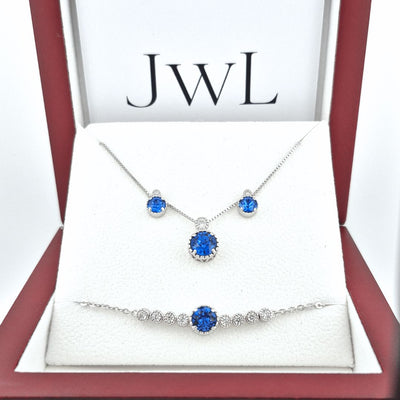 Blue sapphire birthstone crystal jewelry set