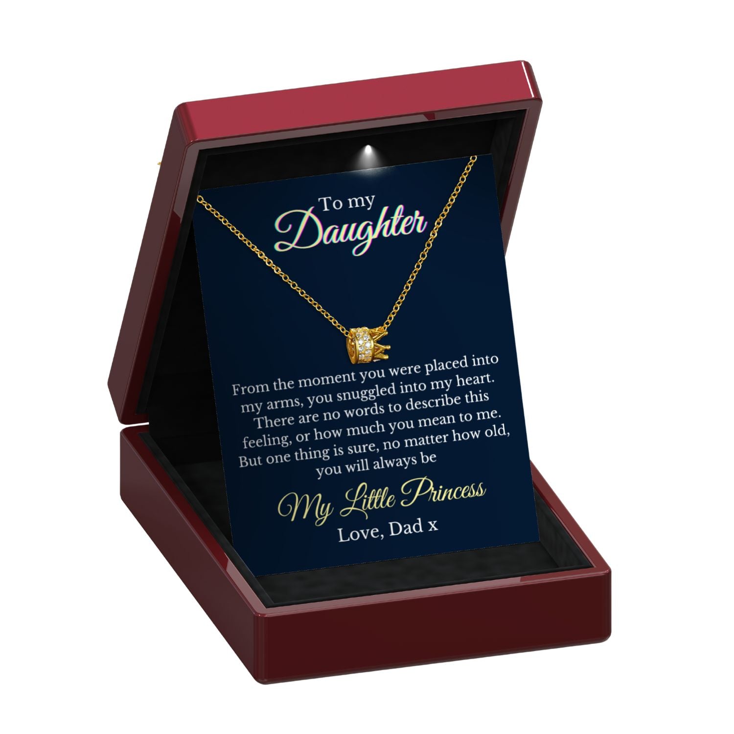 You Will Always Be My Little Princess Crown Necklace - Gold Vermeil or Silver