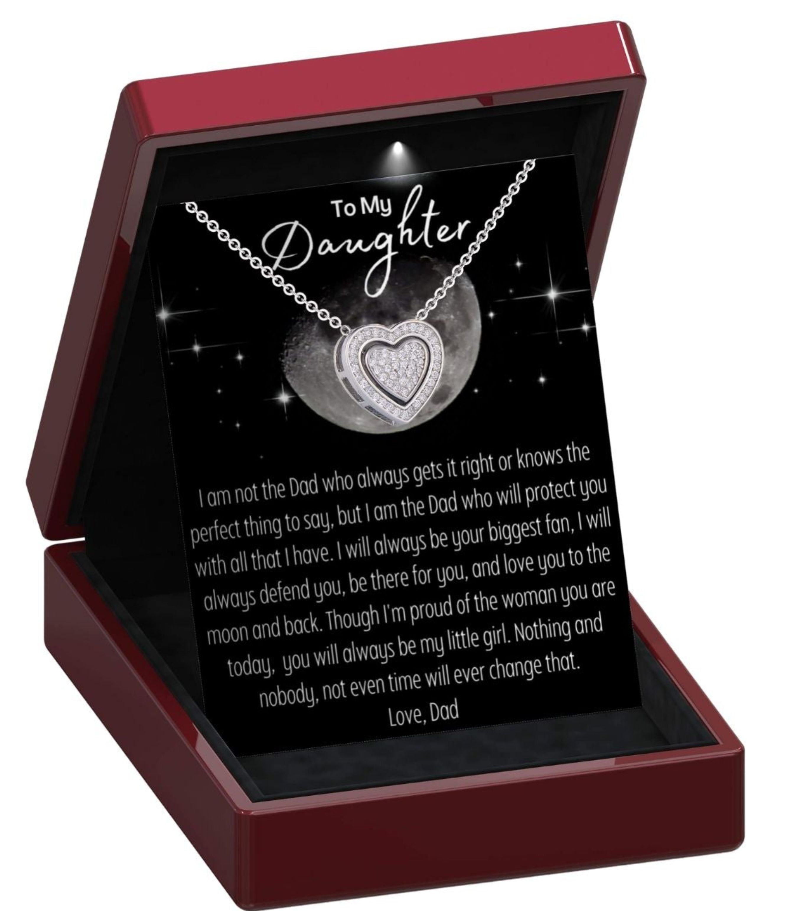 To My Daughter, 'To The Moon & Back' Trinity 3in1 Heart Necklace From Dad - DT54