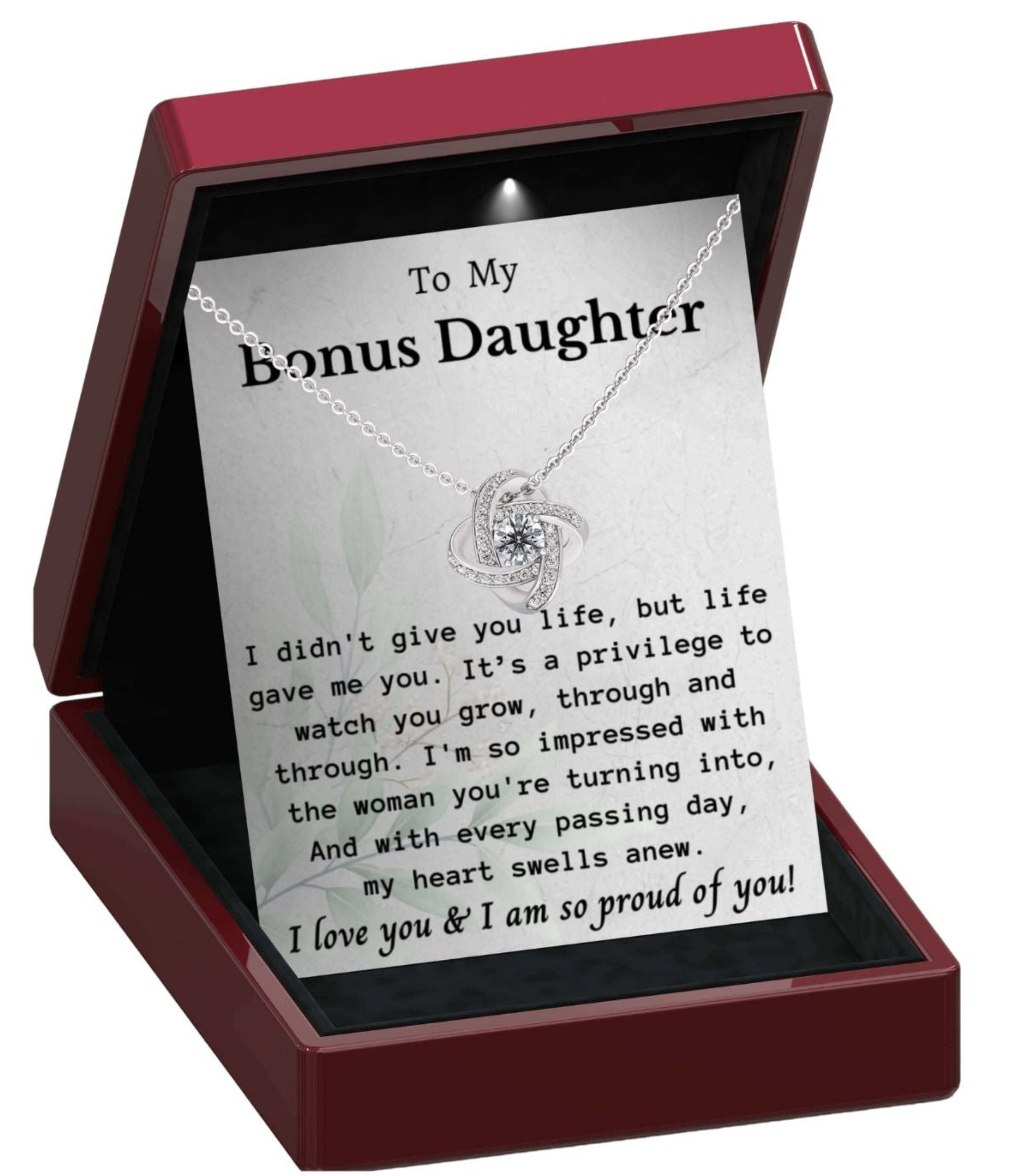 To My Bonus Daughter - Sterling Silver Love Knot Necklace