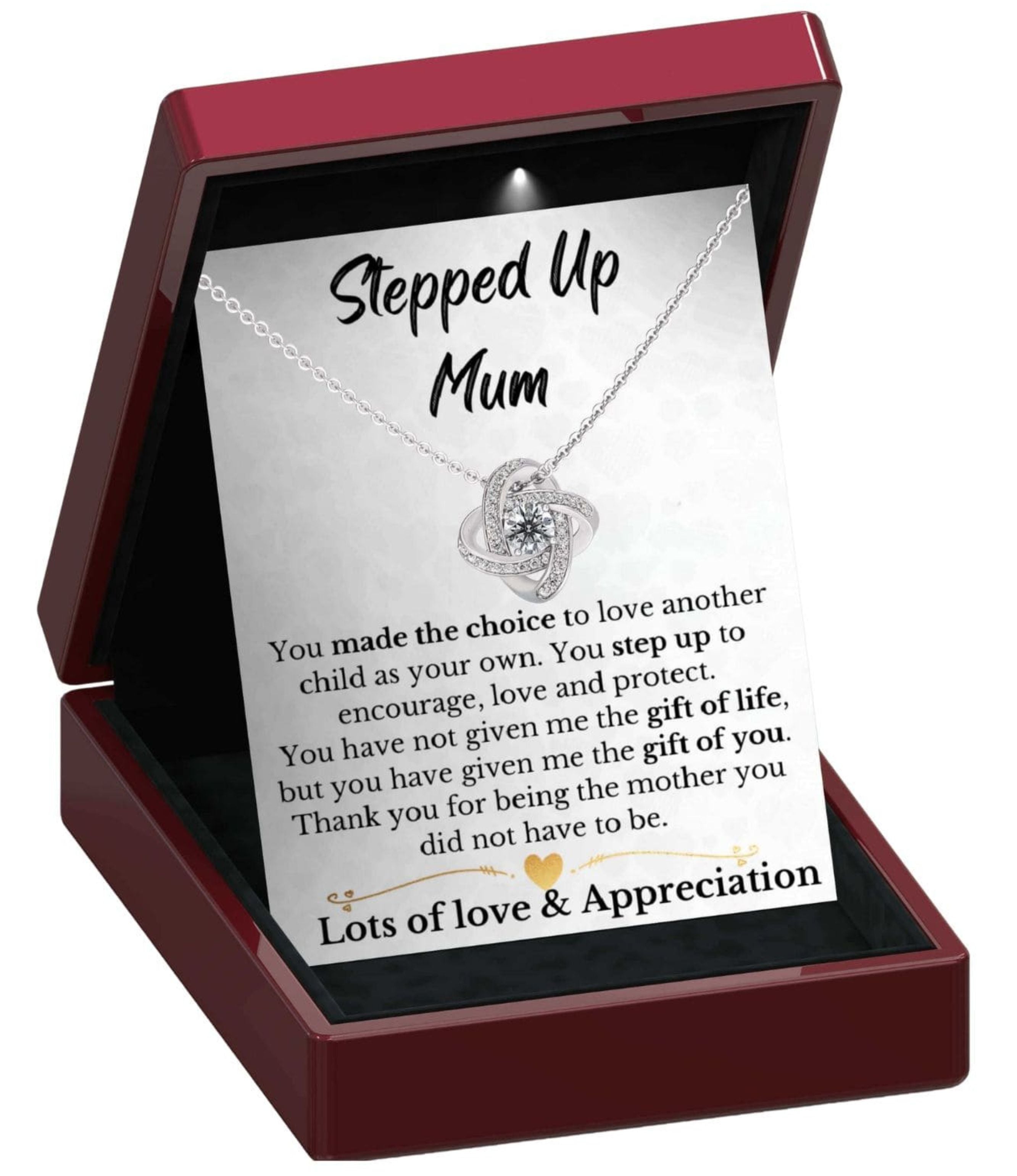 Stepped Up Mum Necklace/Gift - Sterling Silver Love Knot Necklace