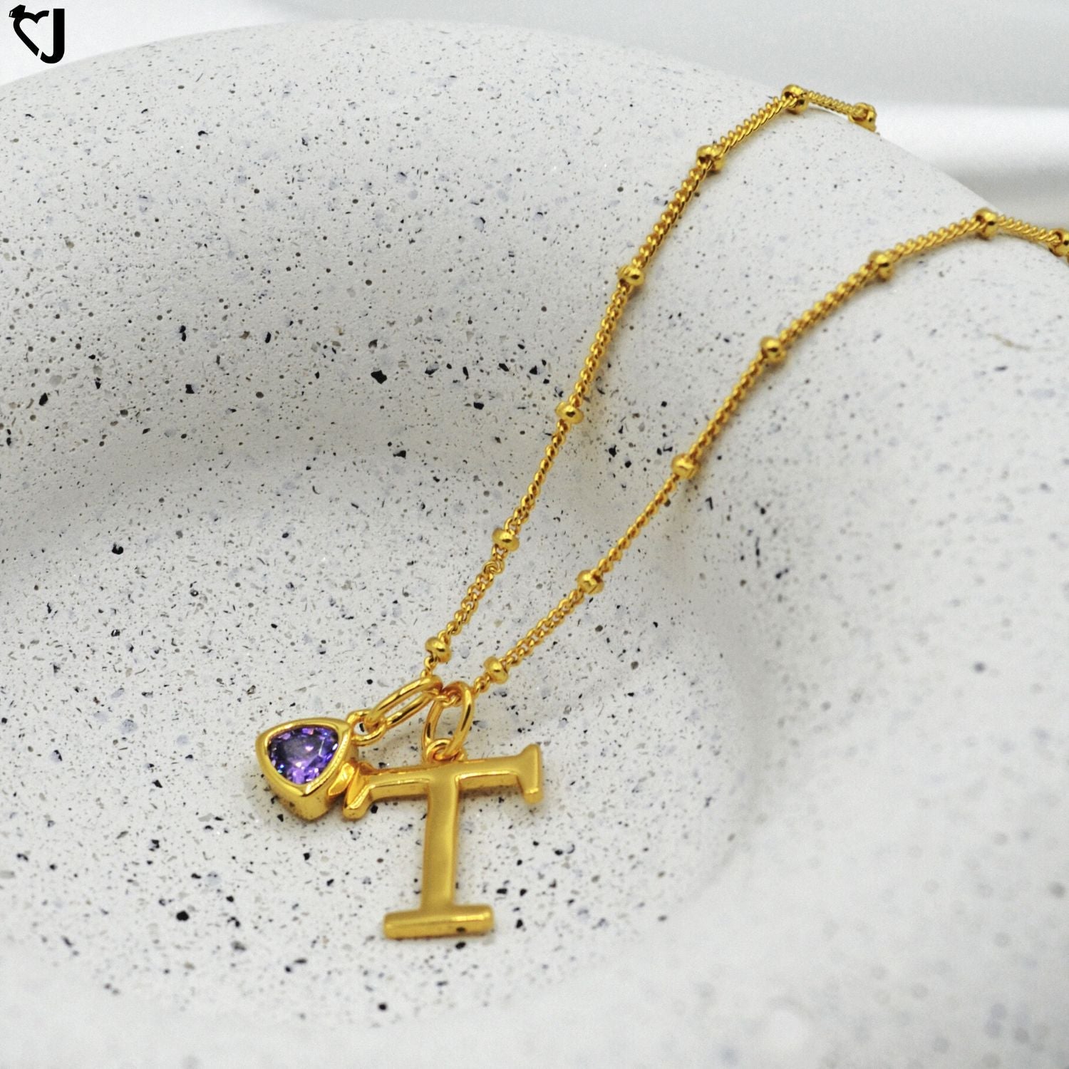 To My Soulmate Delicate Vermeil Initial & Birthstone Necklace ST20