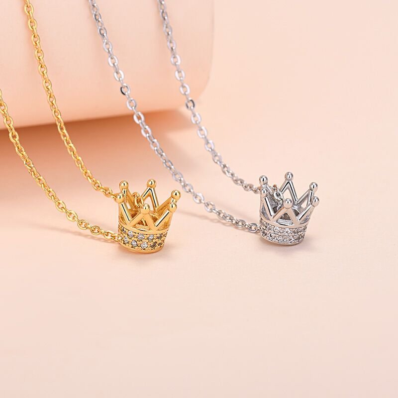 You Will Always Be My Little Princess Crown Necklace - Gold Vermeil or Silver