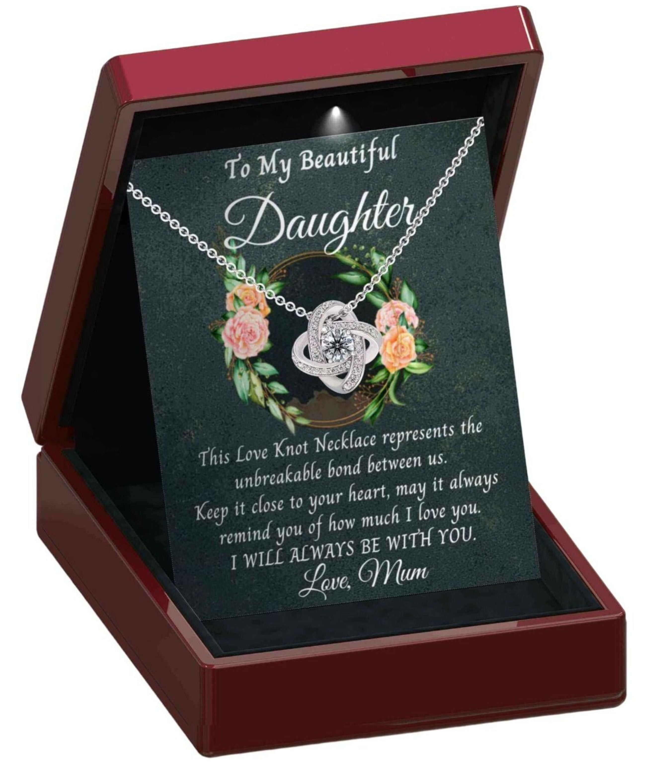 To My Beautiful Daughter - Sterling Silver Love Knot Necklace DT2