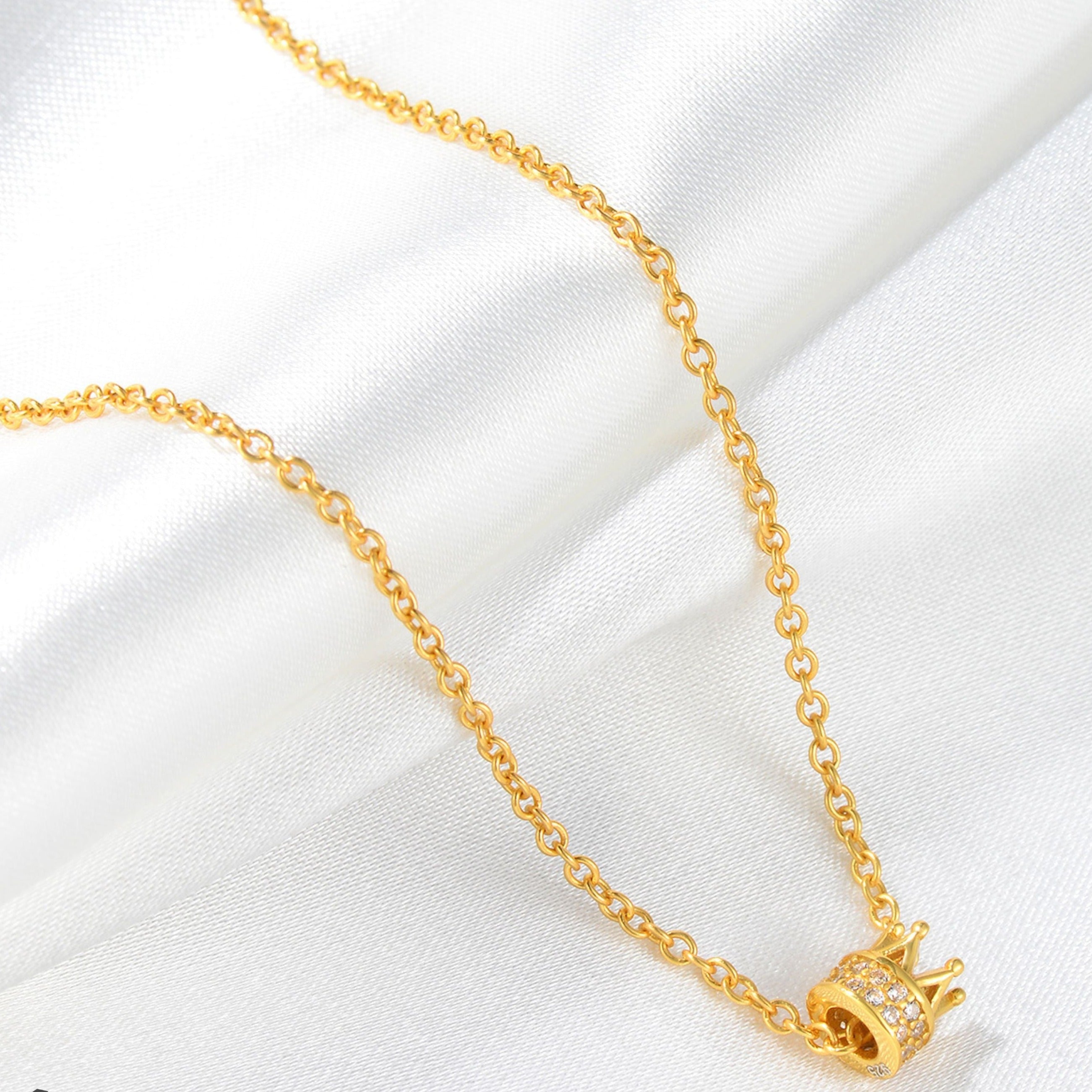 Exquisite Crown Necklace - Gold Vermeil