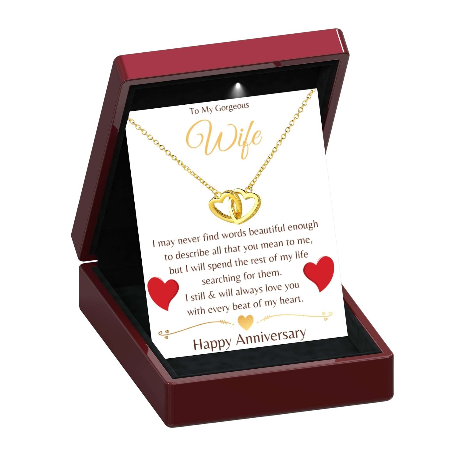 Wife's Anniversary Interlocking Gold Vermeil Hearts Necklace - Anniversary3