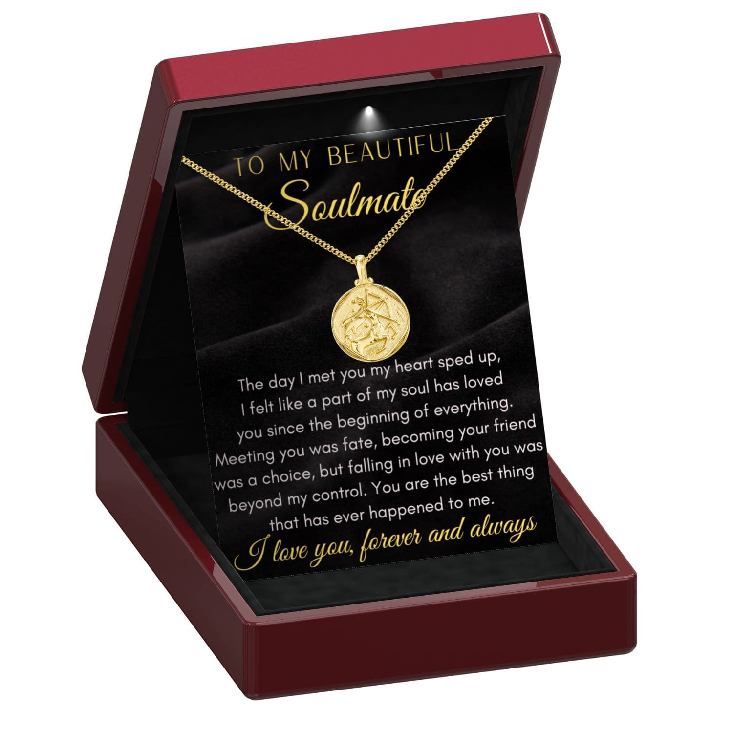 To My Soulmate Zodiac Gold Vermeil Coin Necklace - ST17