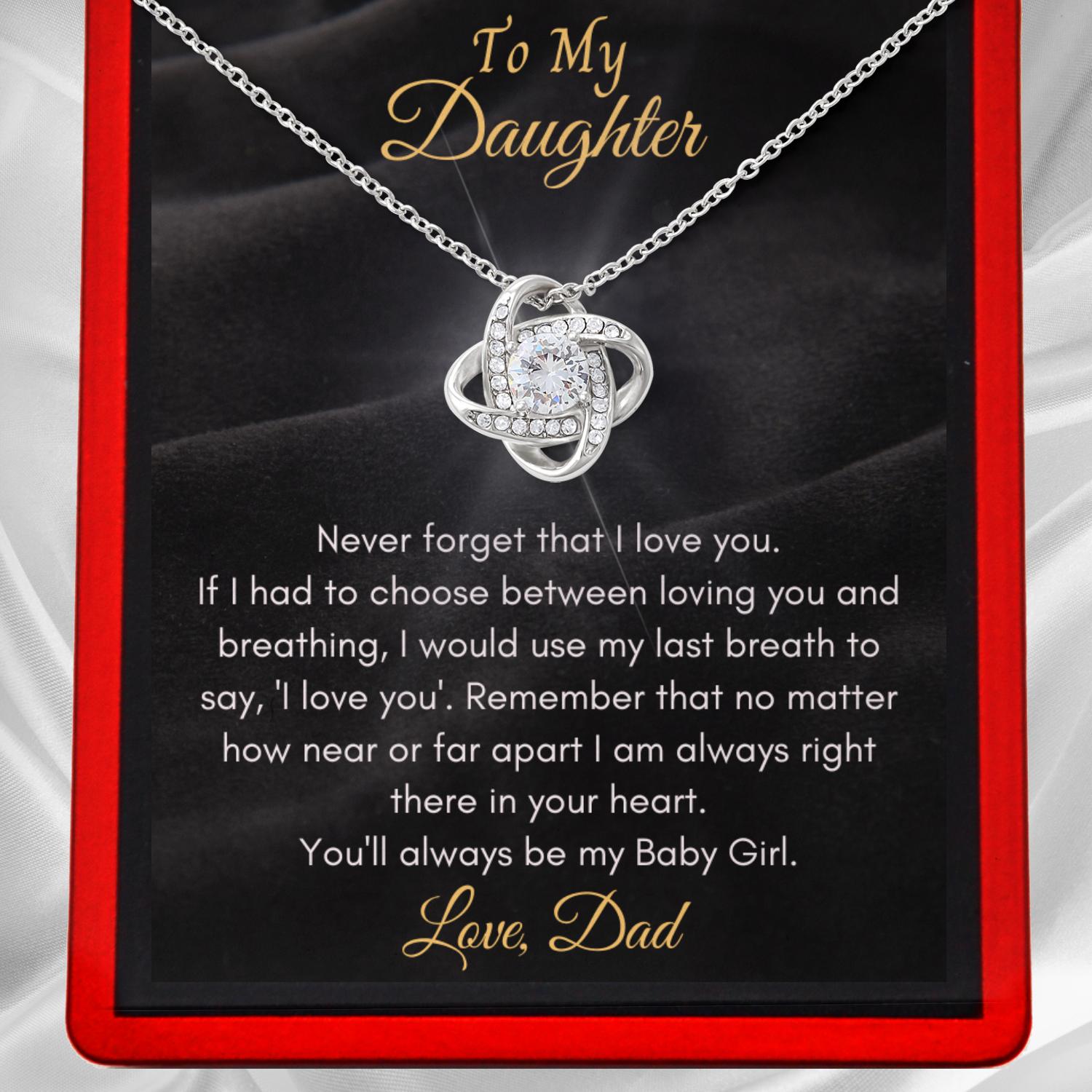 Daughter 'Never Forget' Love Knot Necklace - From Mum or Dad DT39