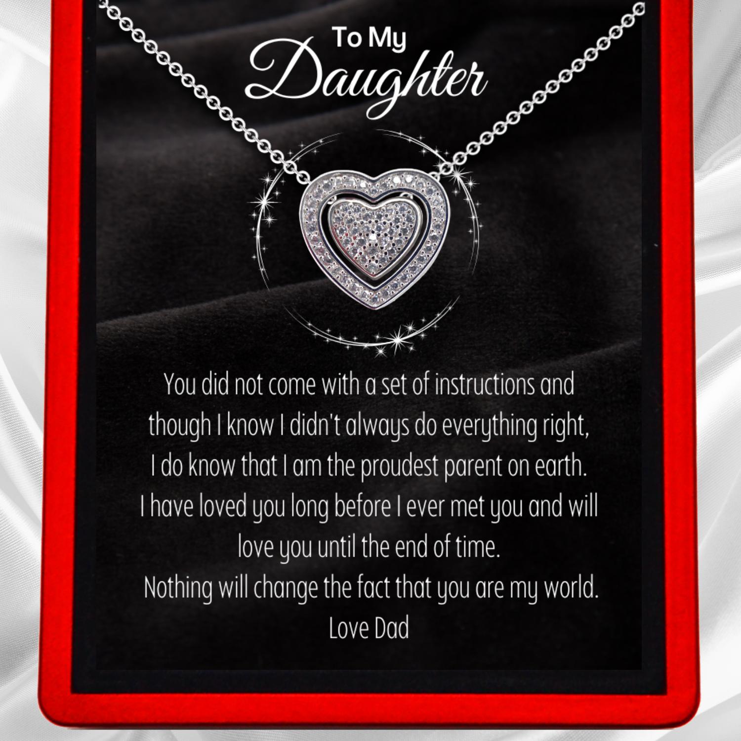 To My Daughter 'You Are My World' 3 in 1 Necklace From Mum or Dad - DT47Mum DT47Dad