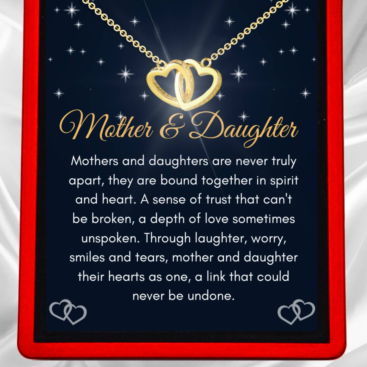 Mothers & Daughters - Interlocking Silver or Gold Vermeil Hearts Necklace DT51