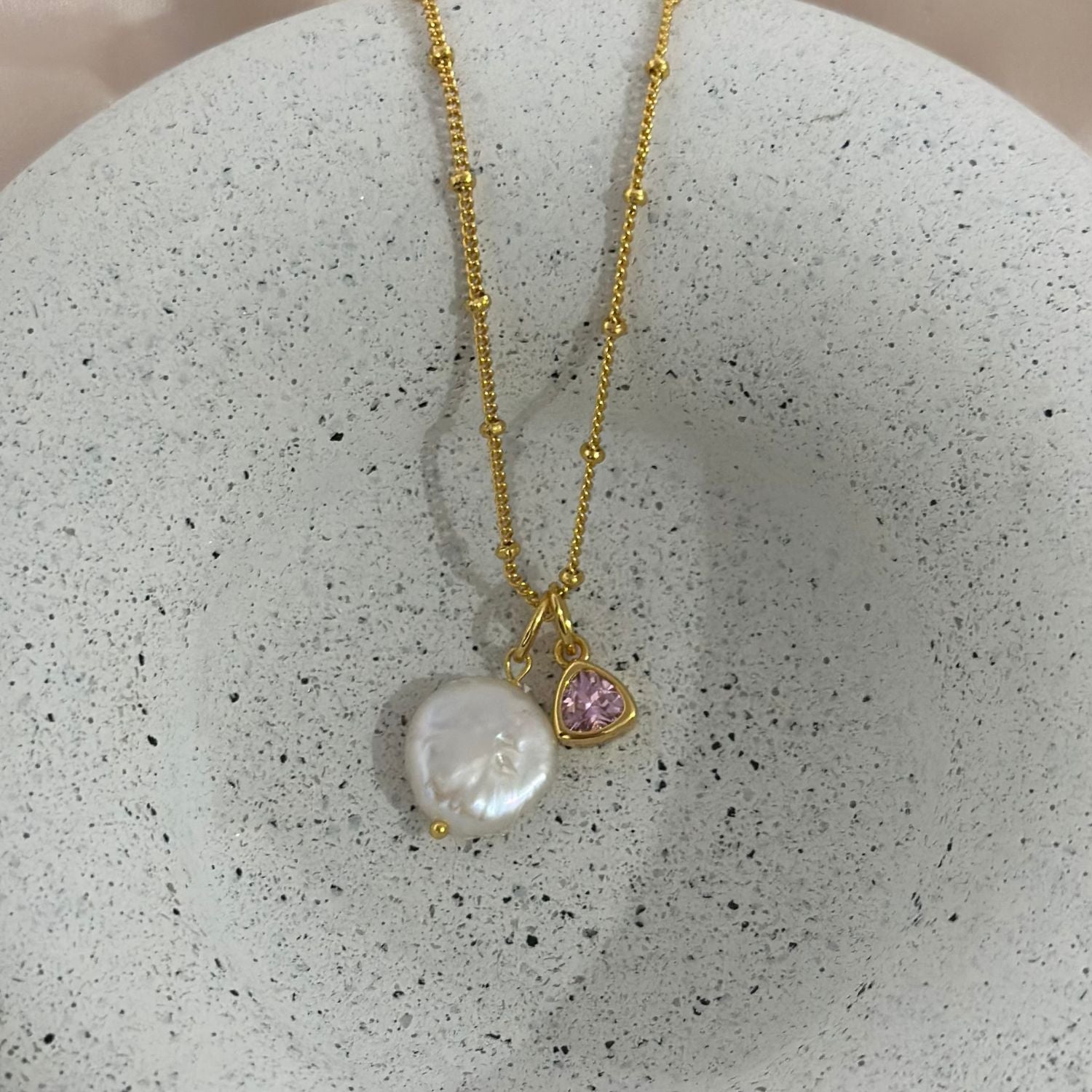 Flat Baroque Pearl Necklace in Gold Vermeil