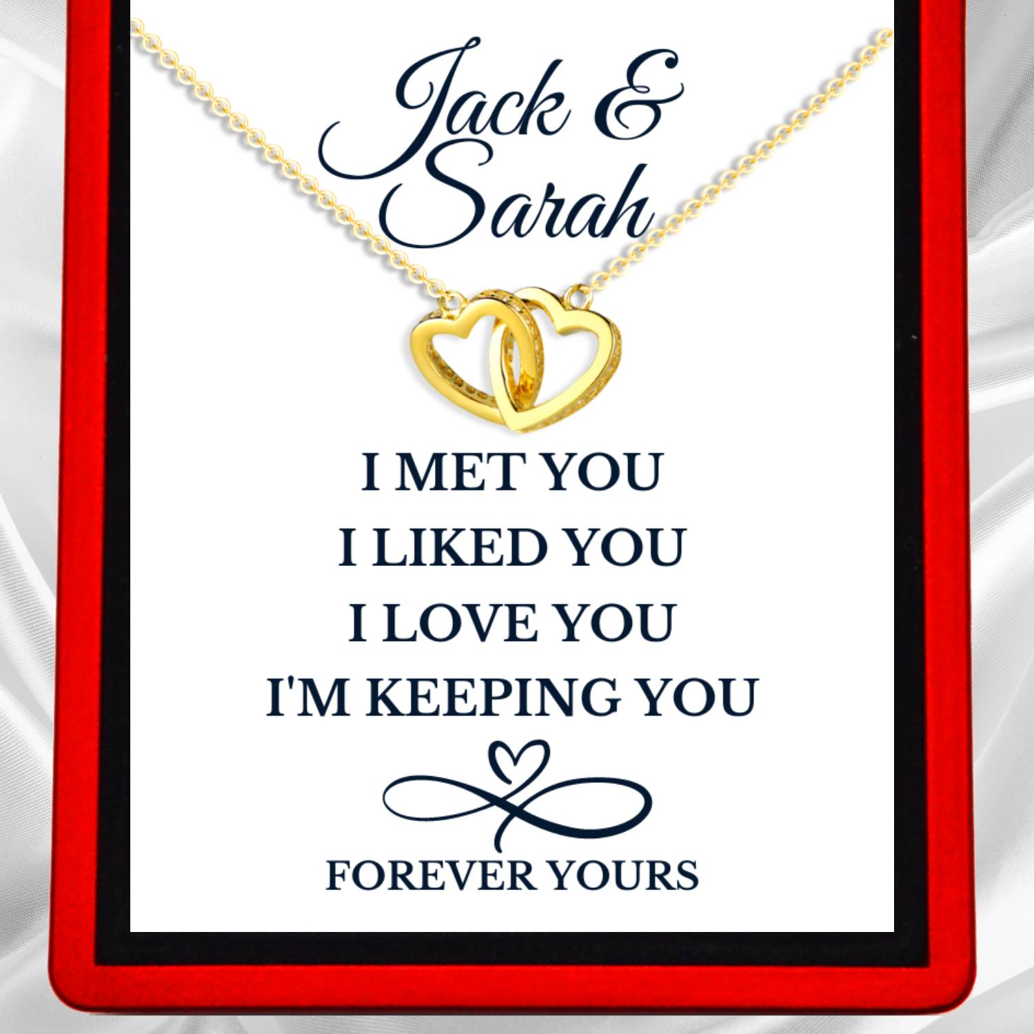 Personalised 'Forever Yours' Interlocking Silver or Gold Vermeil Hearts Necklace - Love7