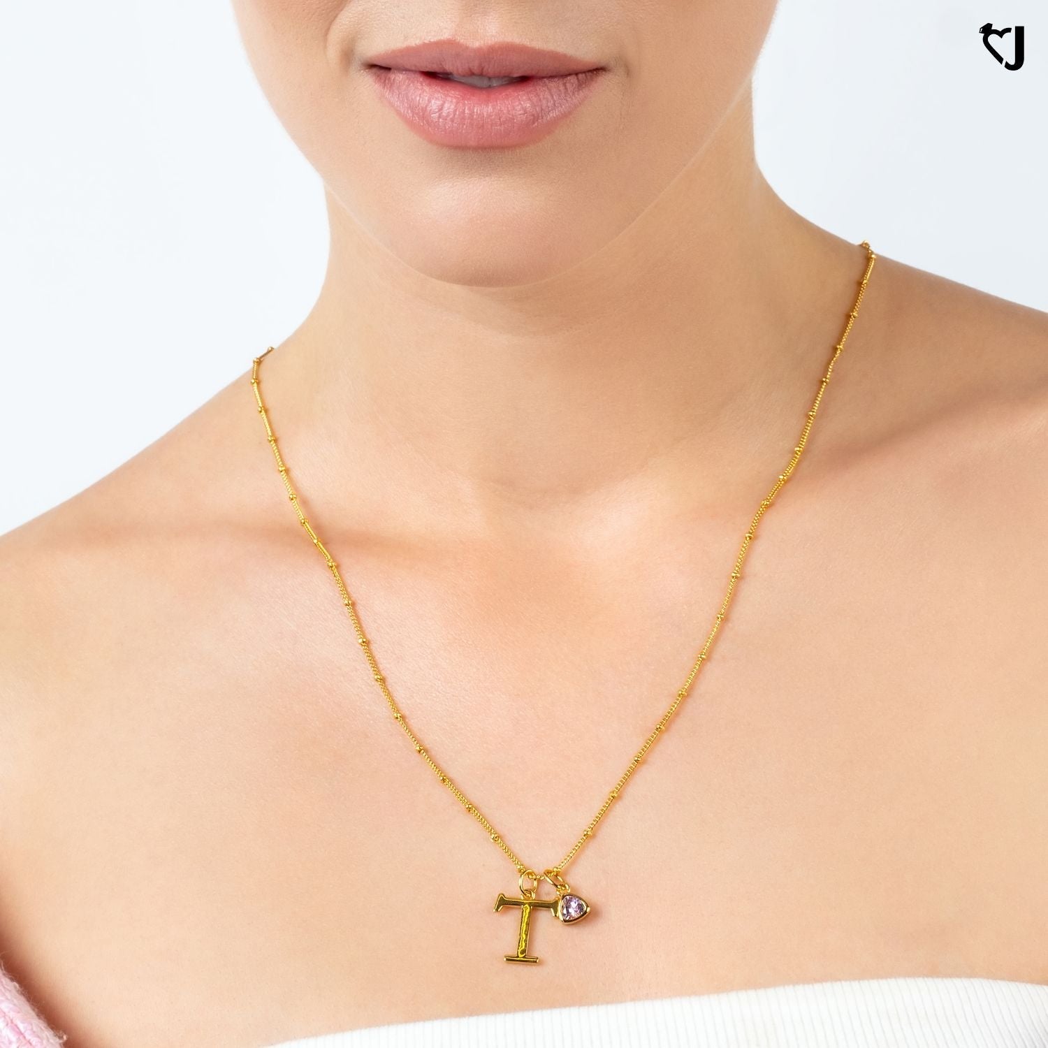 To My Soulmate Delicate Vermeil Initial & Birthstone Necklace ST19