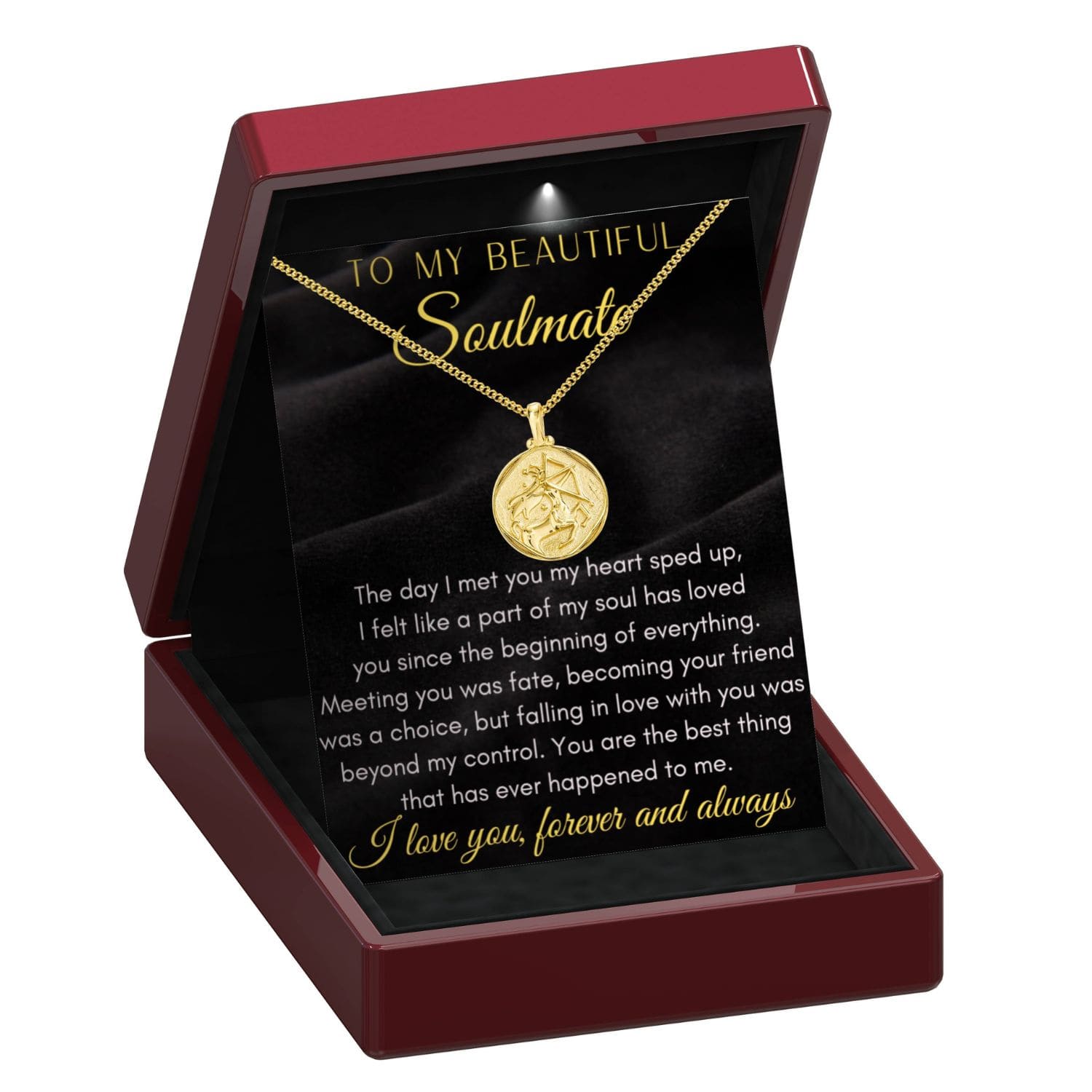 To My Soulmate Zodiac Gold Vermeil Coin Necklace - ST17