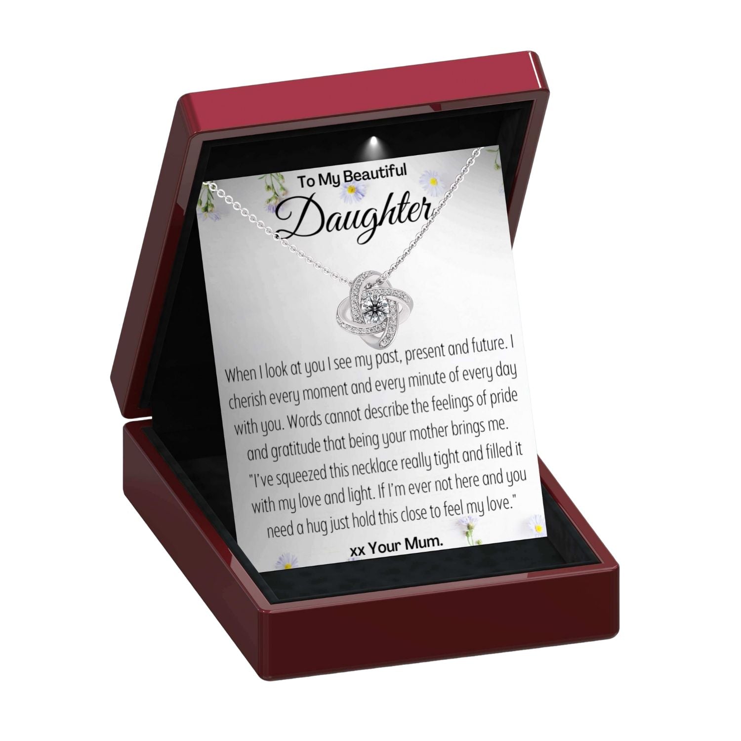 To My Daughter 'Past, Present, Future' From Mum - Love Knot Necklace DT42