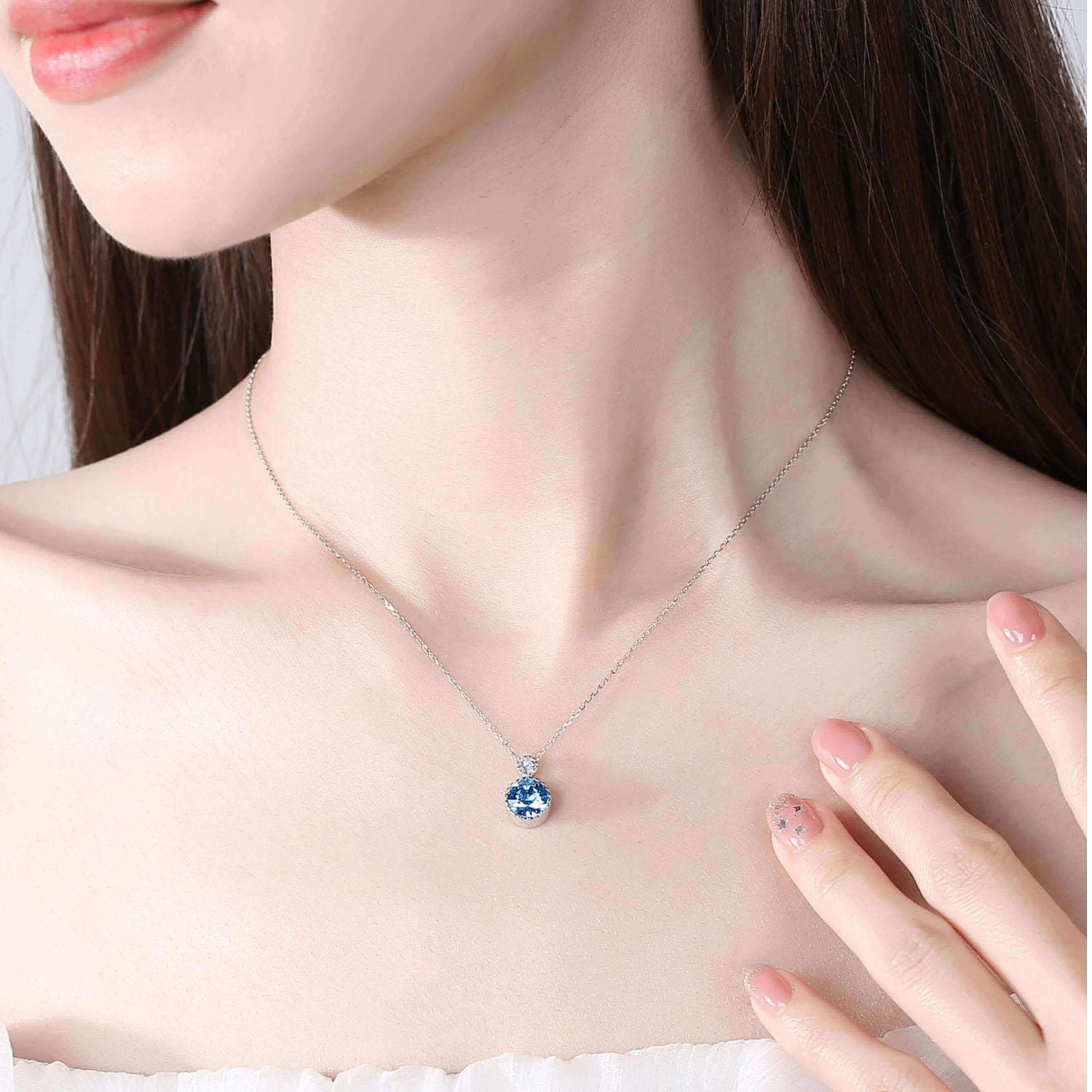 To My Beautiful Cousin - Aquamarine Solitaire Necklace CS3