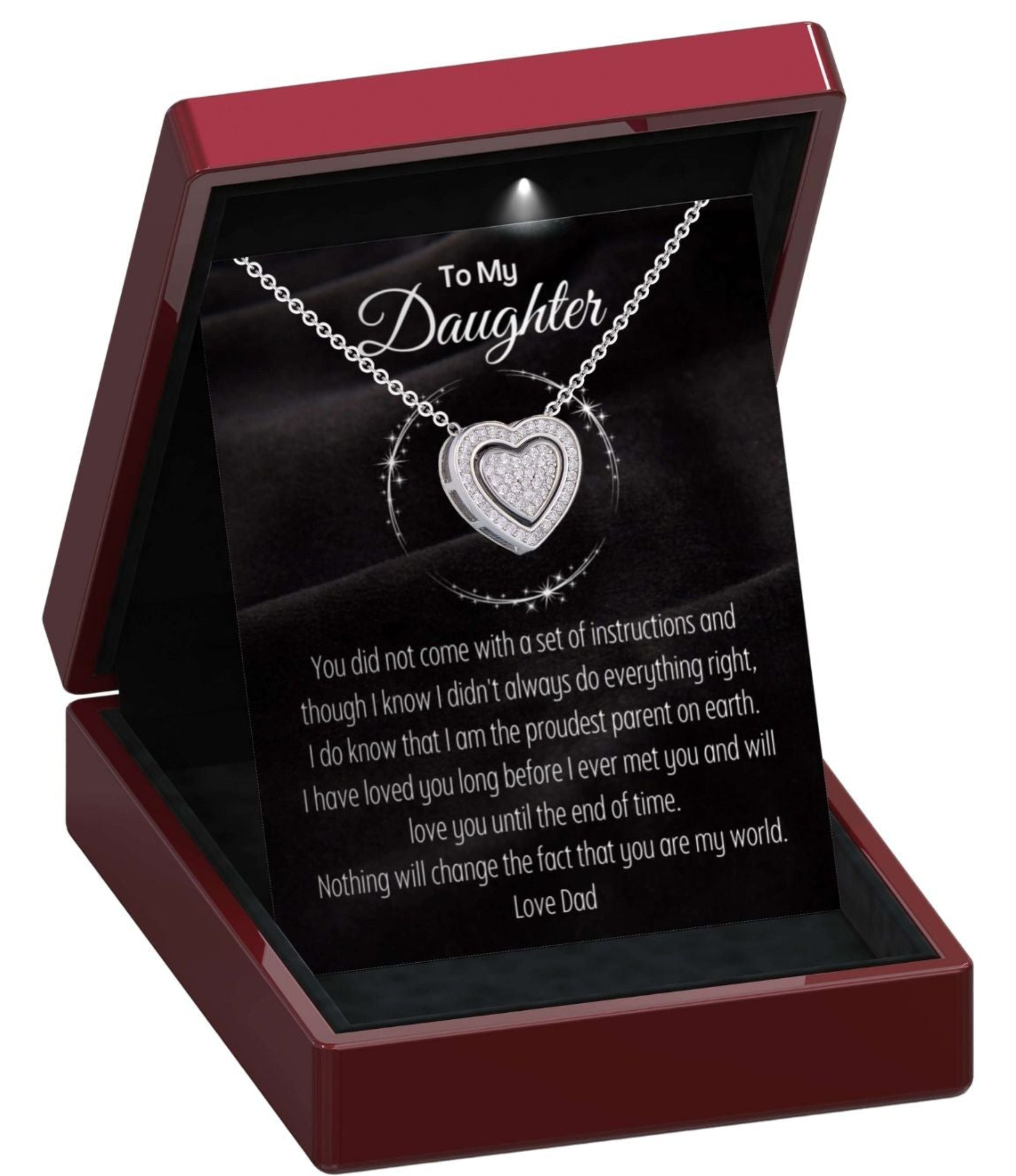 To My Daughter 'You Are My World' 3 in 1 Necklace From Mum or Dad - DT47Mum DT47Dad